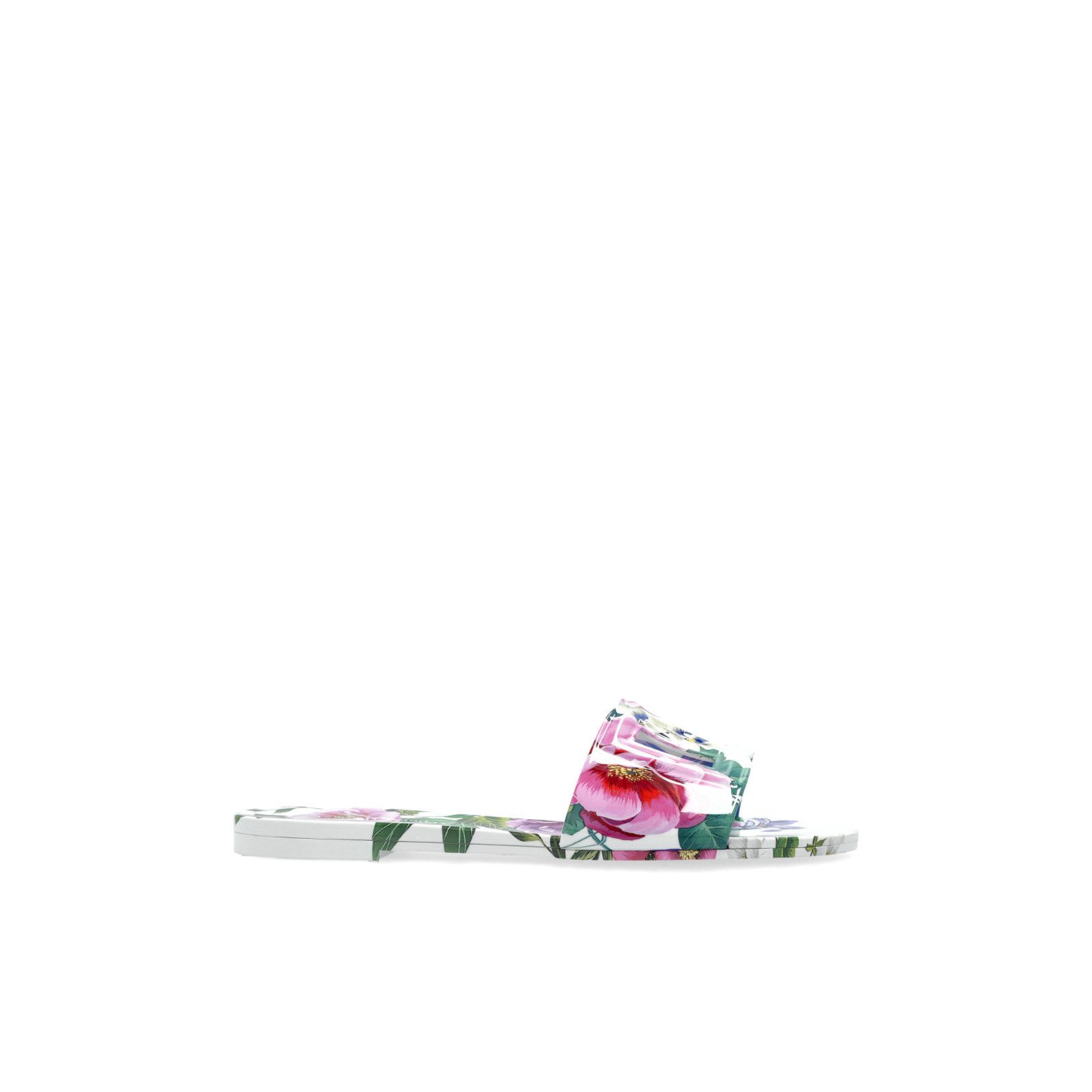 DOLCE&GABBANA Flower White Leather Slippers New & Authentic