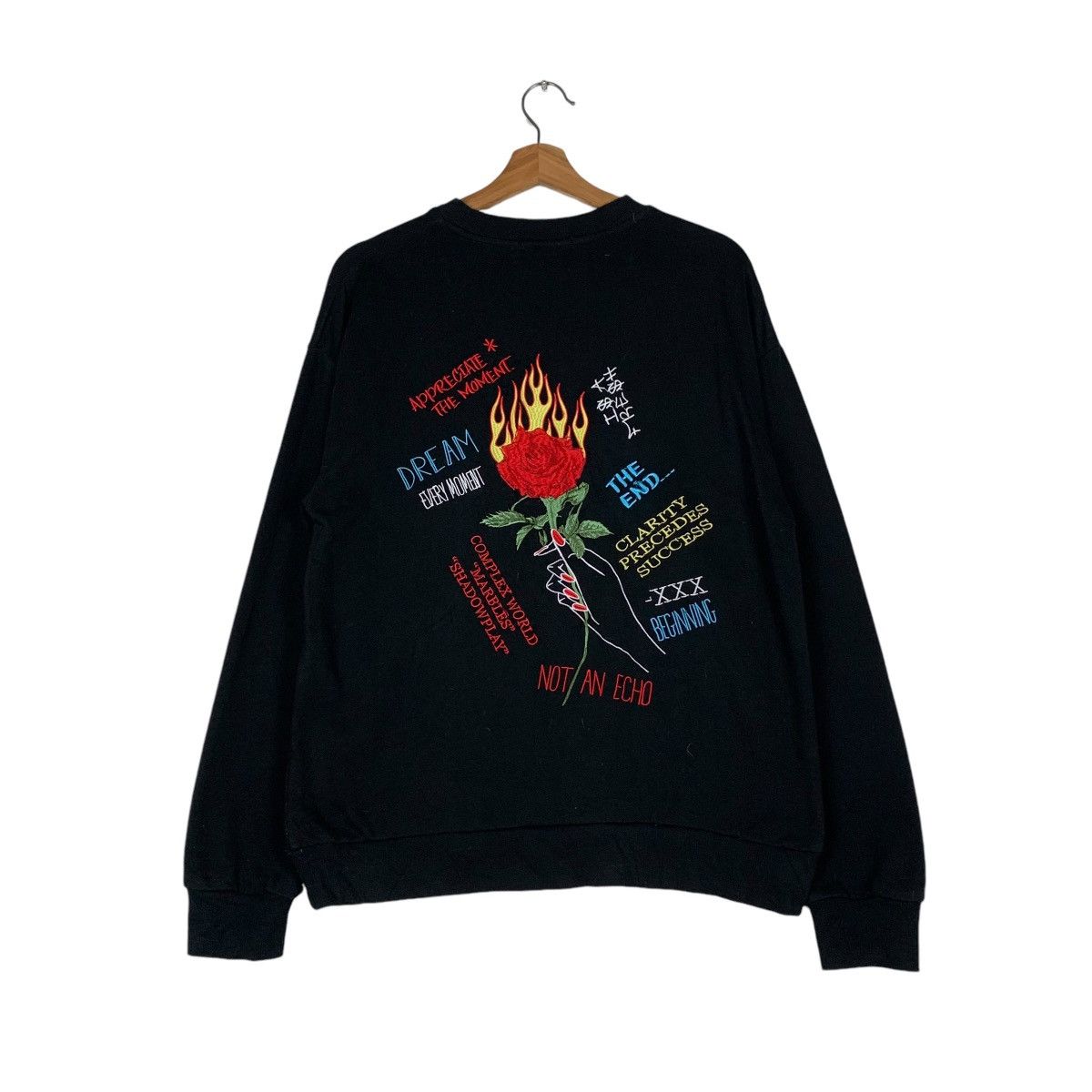 SUGGESTION Fire Red Rose Graphics Sweatshirt #1381-C62