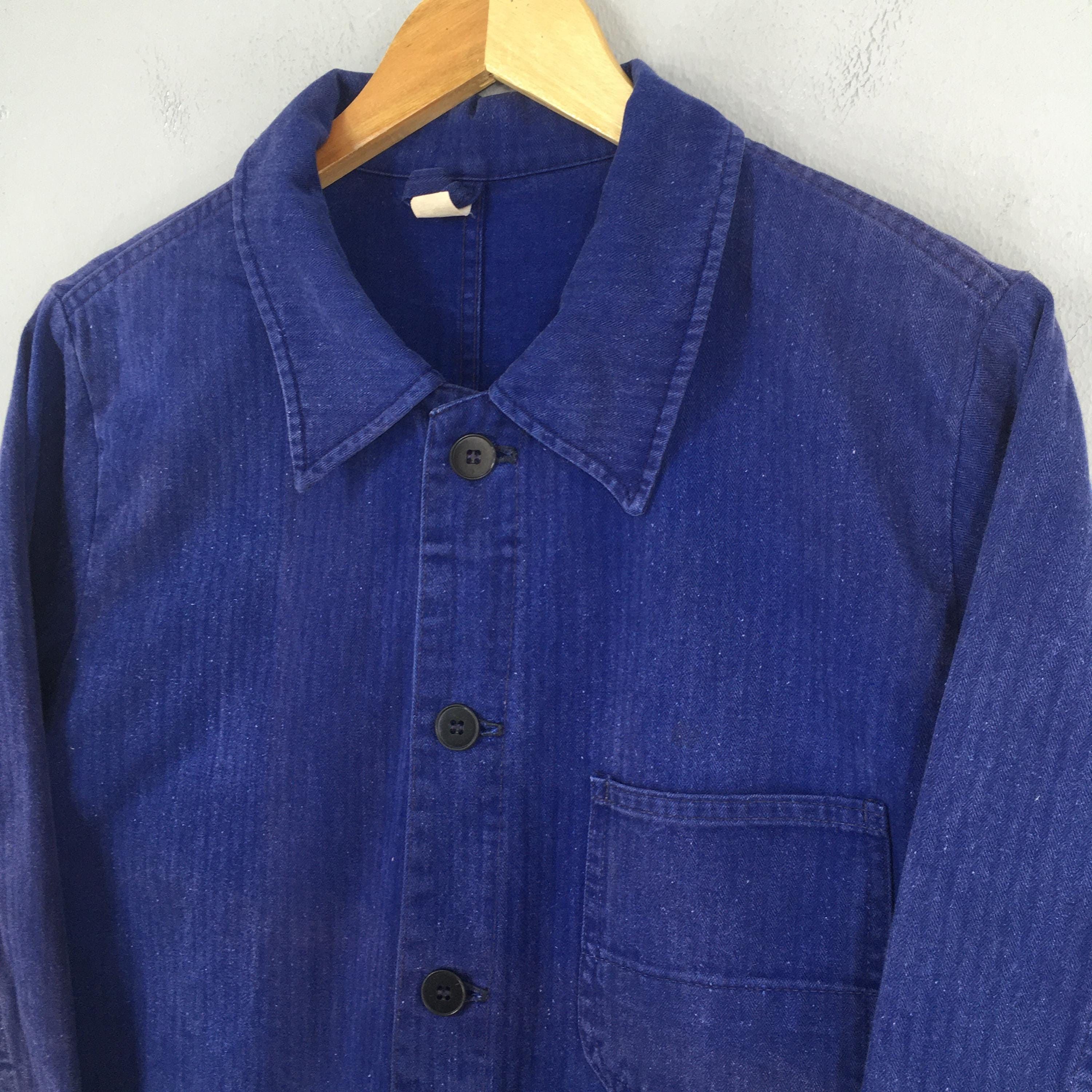 Le Laboureur Vintage 1980's Herringbone HBT French Work Jacket Medium Size US M / EU 48-50 / 2 - 4 Thumbnail