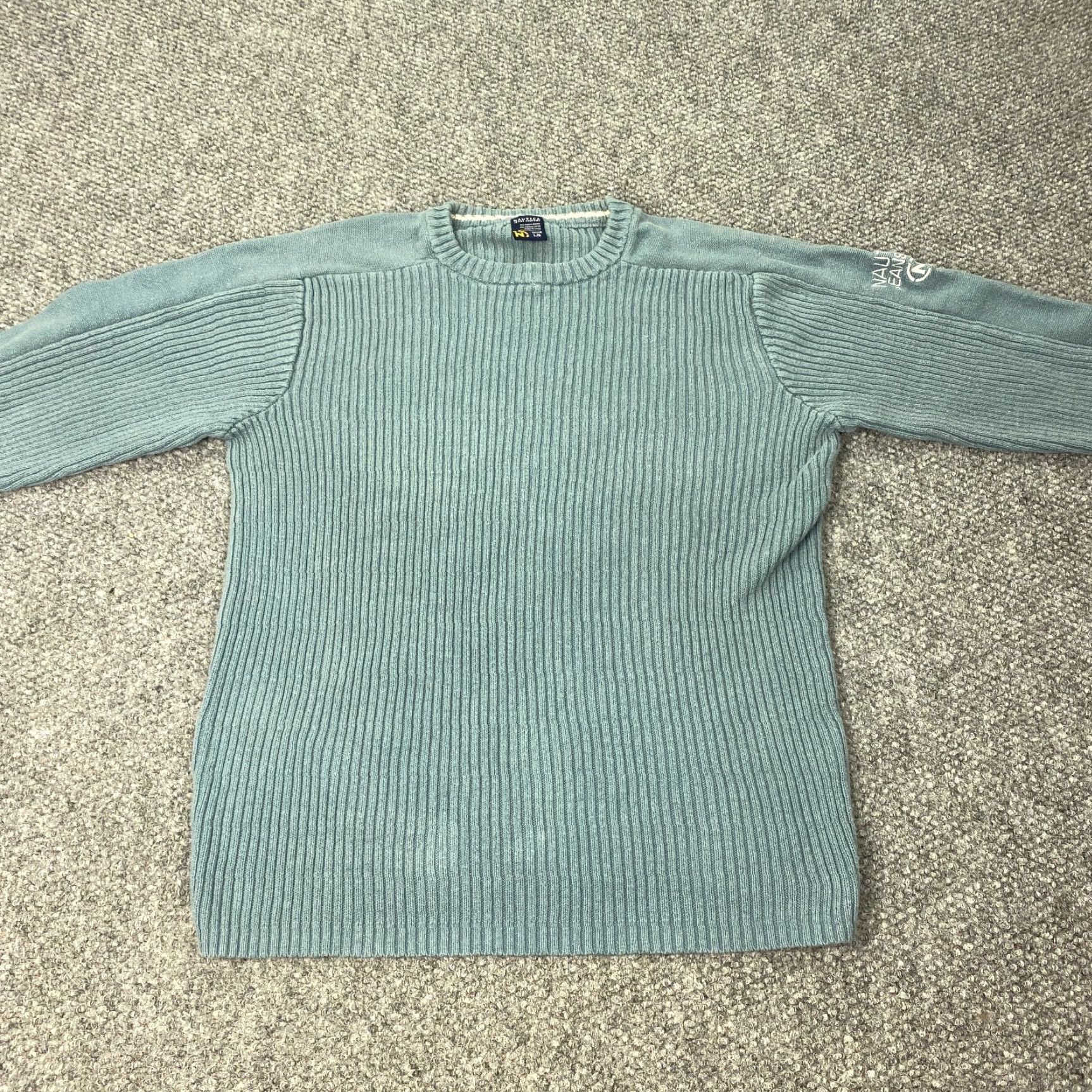 Nautica VINTAGE Nautica Men’s Blue Embroidered Knit Sweater Large Crewneck Pullover Casual Size US L / EU 52-54 / 3 - 4 Thumbnail