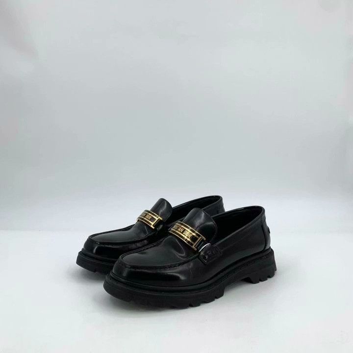 Dior Dior Black Logo Metal Buckle Leather Loafers Size US 5 / IT 35 - 1 Thumbnail