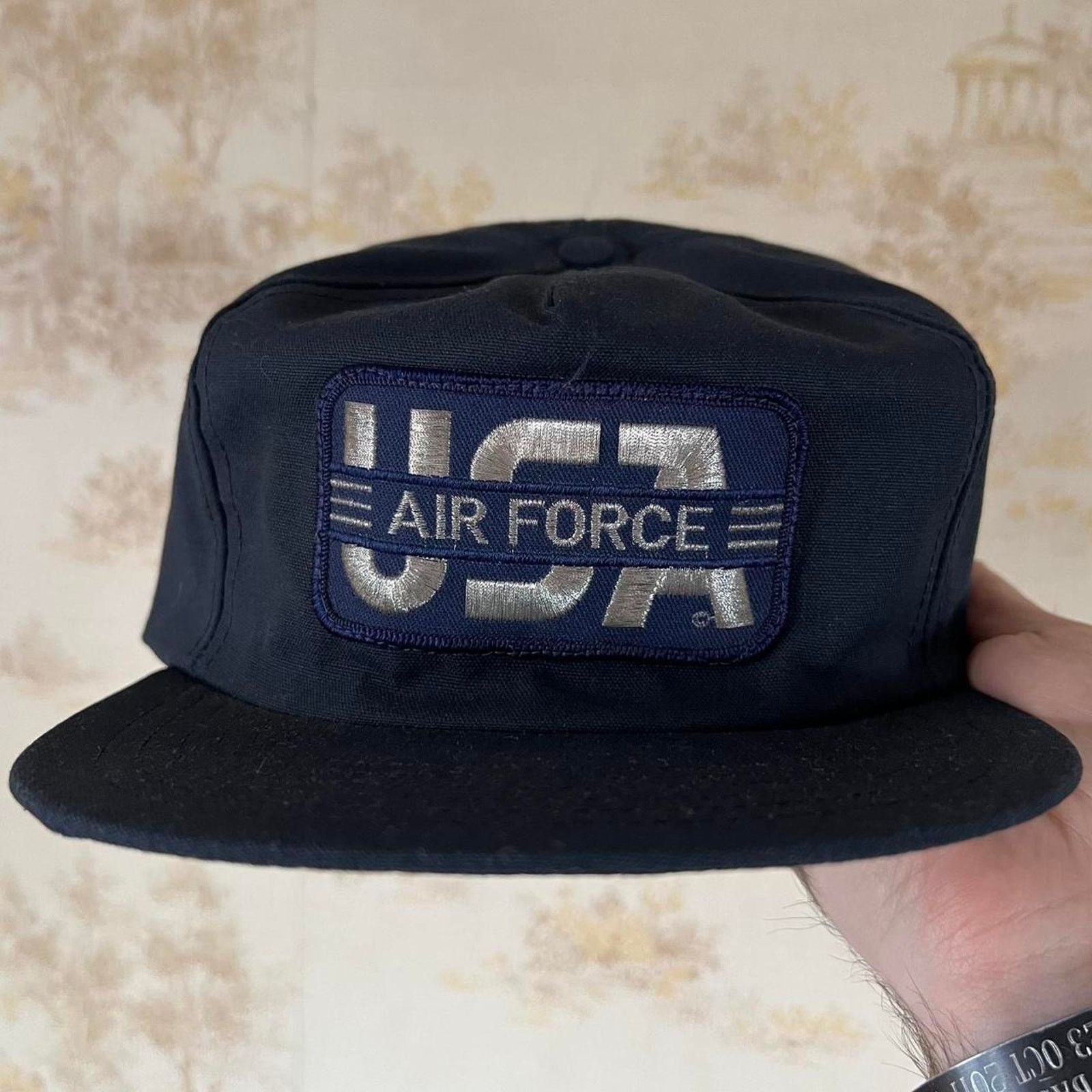 Vintage 80s Air Force Hat | USA Patch Low Crown Snapback | OSFA Size ONE SIZE - 1 Thumbnail