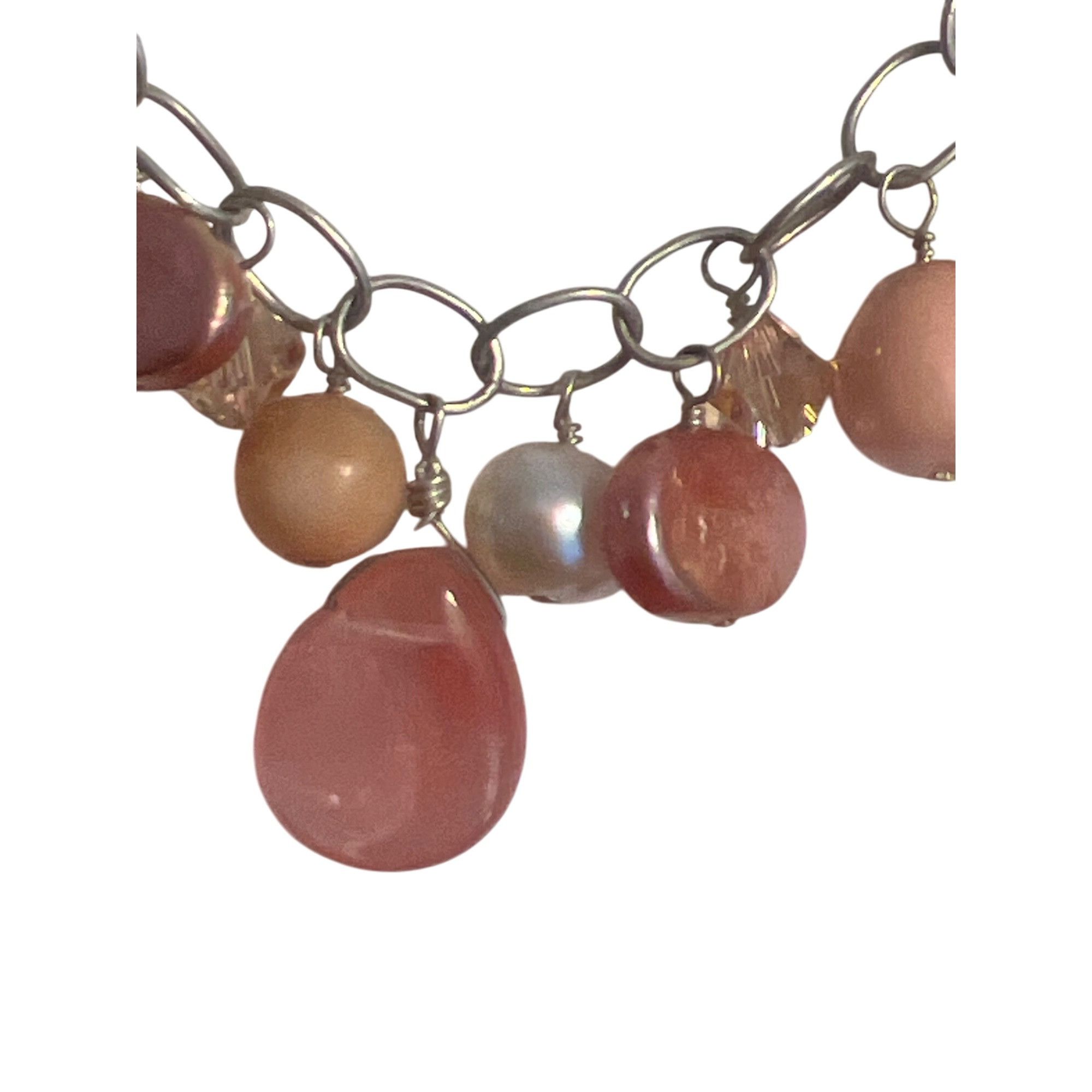 Other Vintage Peach Multi Ribbon Chain Necklace Pearl Glass Beads Size ONE SIZE - 2 Thumbnail
