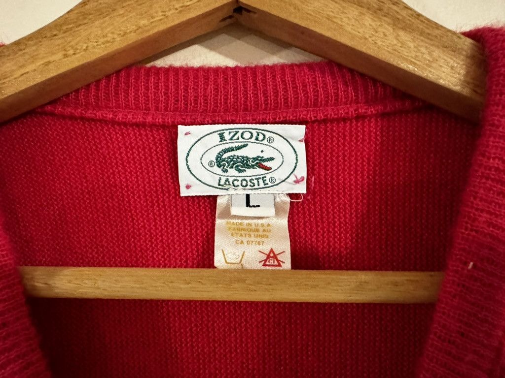 Lacoste x IZOD Pink V-Neck Pullover Sweater Vintage Size US L / EU 52-54 / 3 - 3 Thumbnail