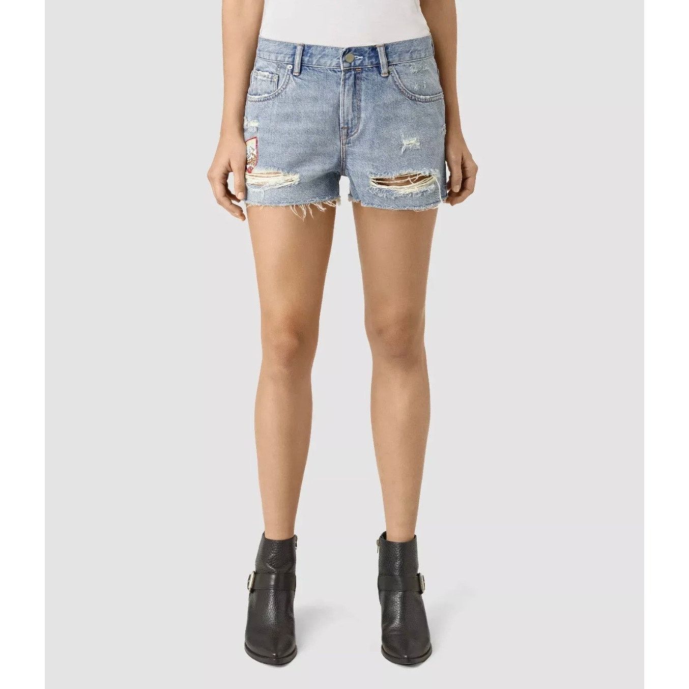 Allsaints allsaints kate distressed patches denim jean shorts Size 26 Size 26" / US 2 / IT 38 - 9 Thumbnail