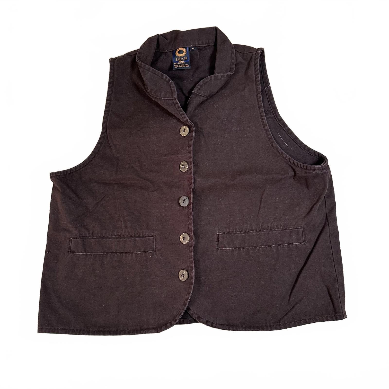 Ojardorf Ojai Womens Vest M Brown Cotton Button-Up Vintage Size M / US 6-8 / IT 42-44 - 1 Thumbnail