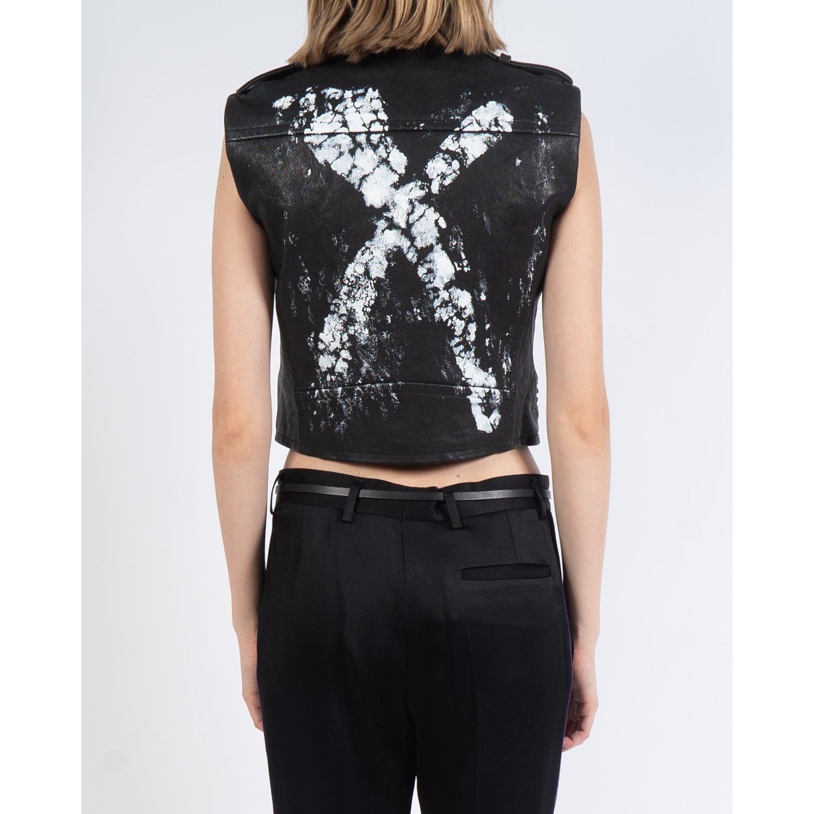 Haider Ackermann SS16 Handpainted Waistcoat in Black Leather Size S / US 4 / IT 40 - 5 Thumbnail