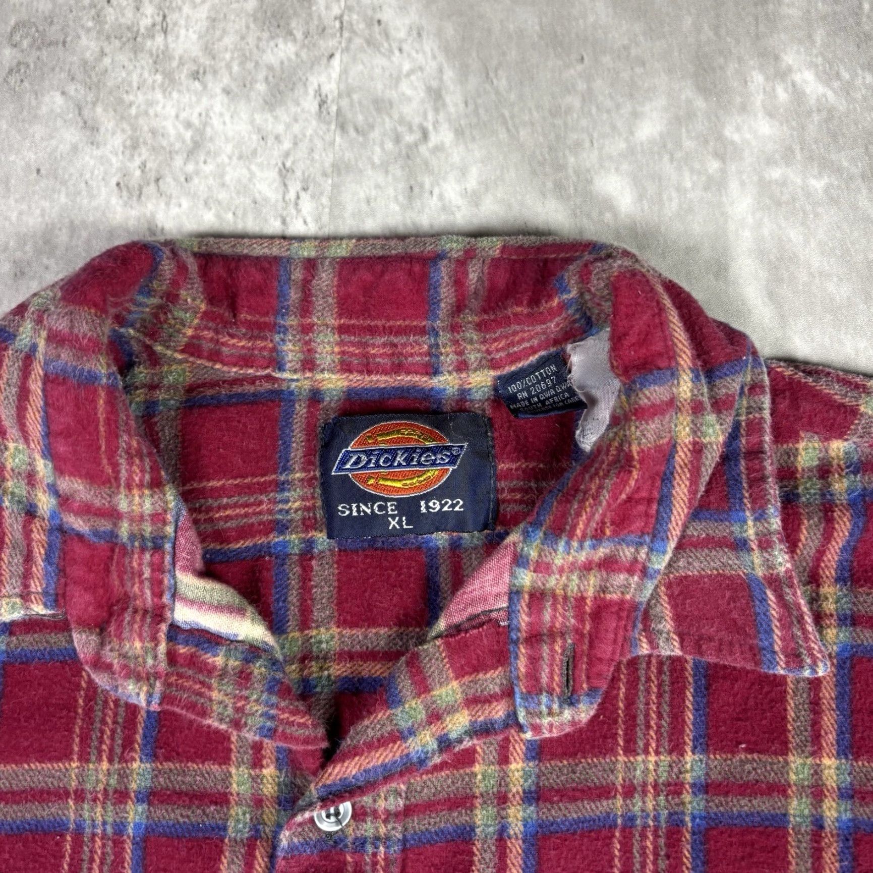 Dickies VINTAGE Dickies Flannel Shirt Button-Up Red Plaid Adult XL Workwear 90s Shirt Mens XL Red Plaid Button-Up Cotton Long Sleeve Button Size US XL / EU 56 / 4 - 5 Thumbnail