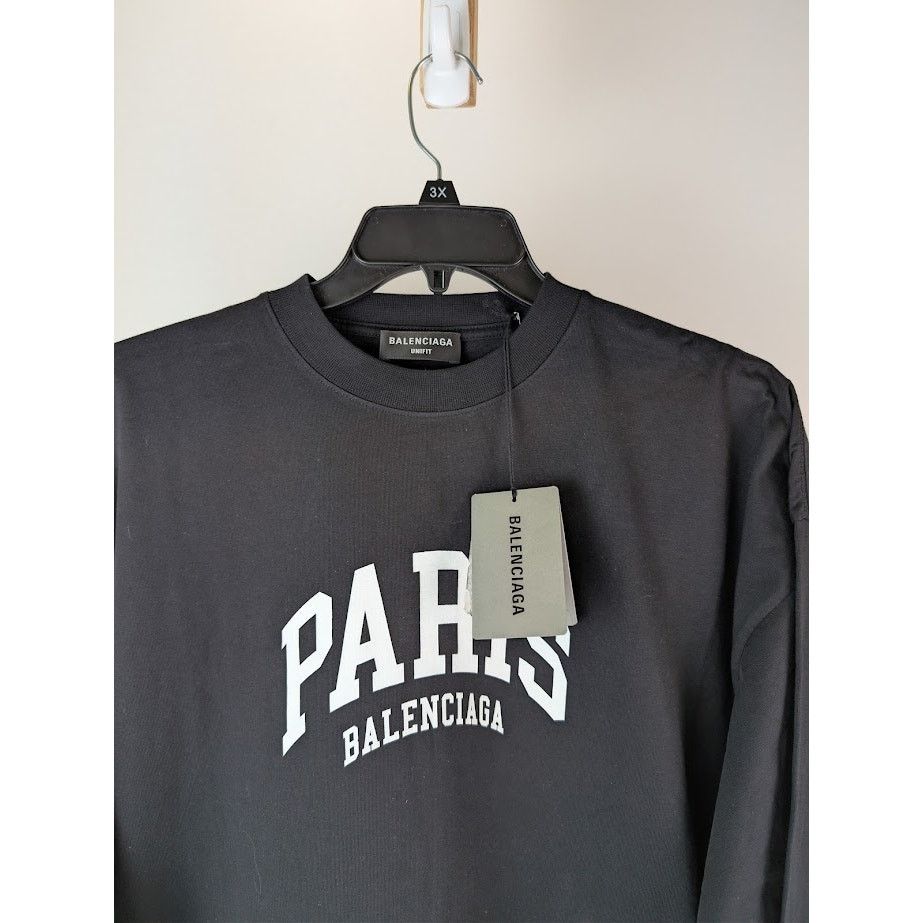 Balenciaga o1rshd1 Paris Vintage Jersey L/S T-Shirt in Black Size US L / EU 52-54 / 3 - 7 Thumbnail