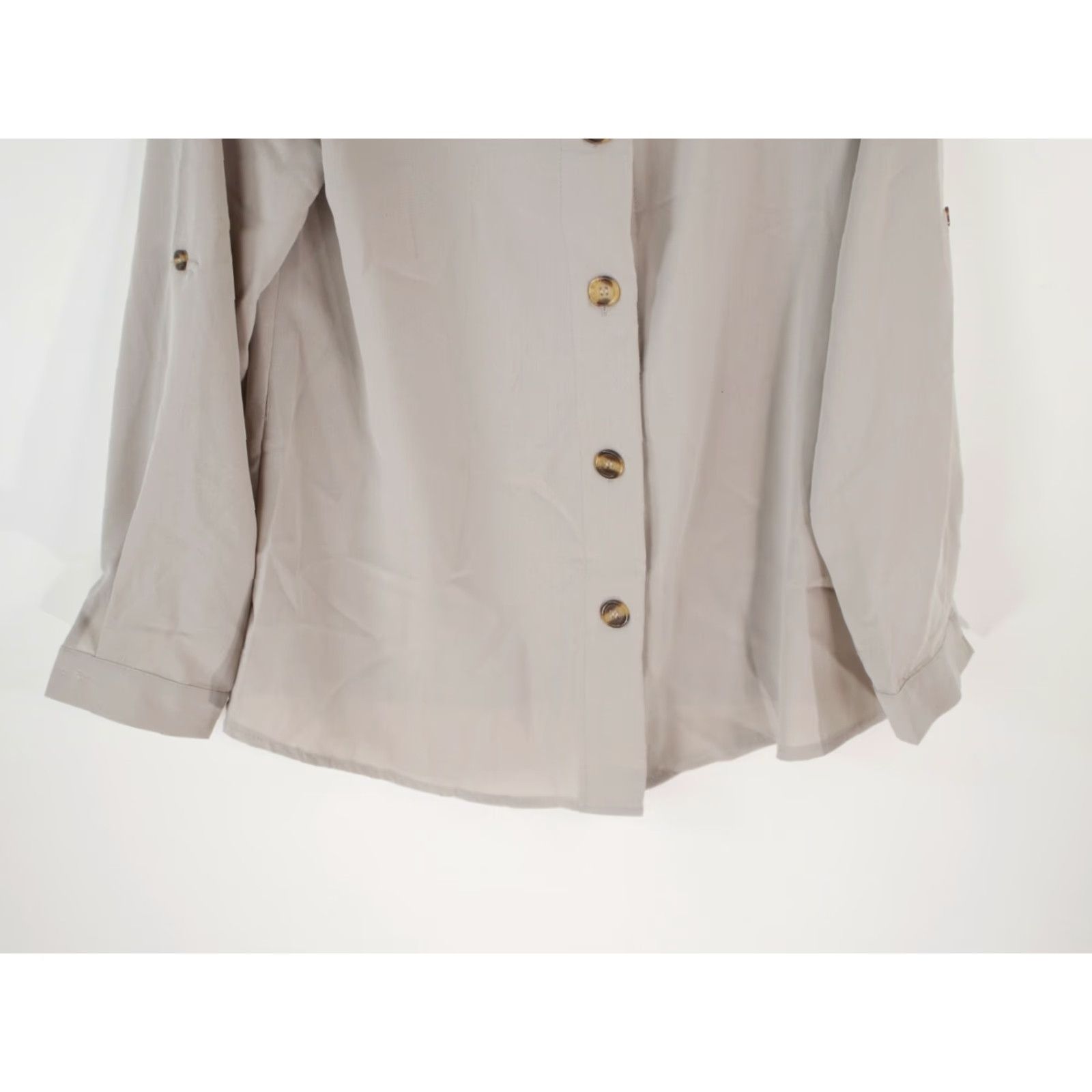 Vintage White V-Neck Button Front Blouse Top with Roll Tab Sleeves for Women Size Small Size S / US 4 / IT 40 - 5 Thumbnail