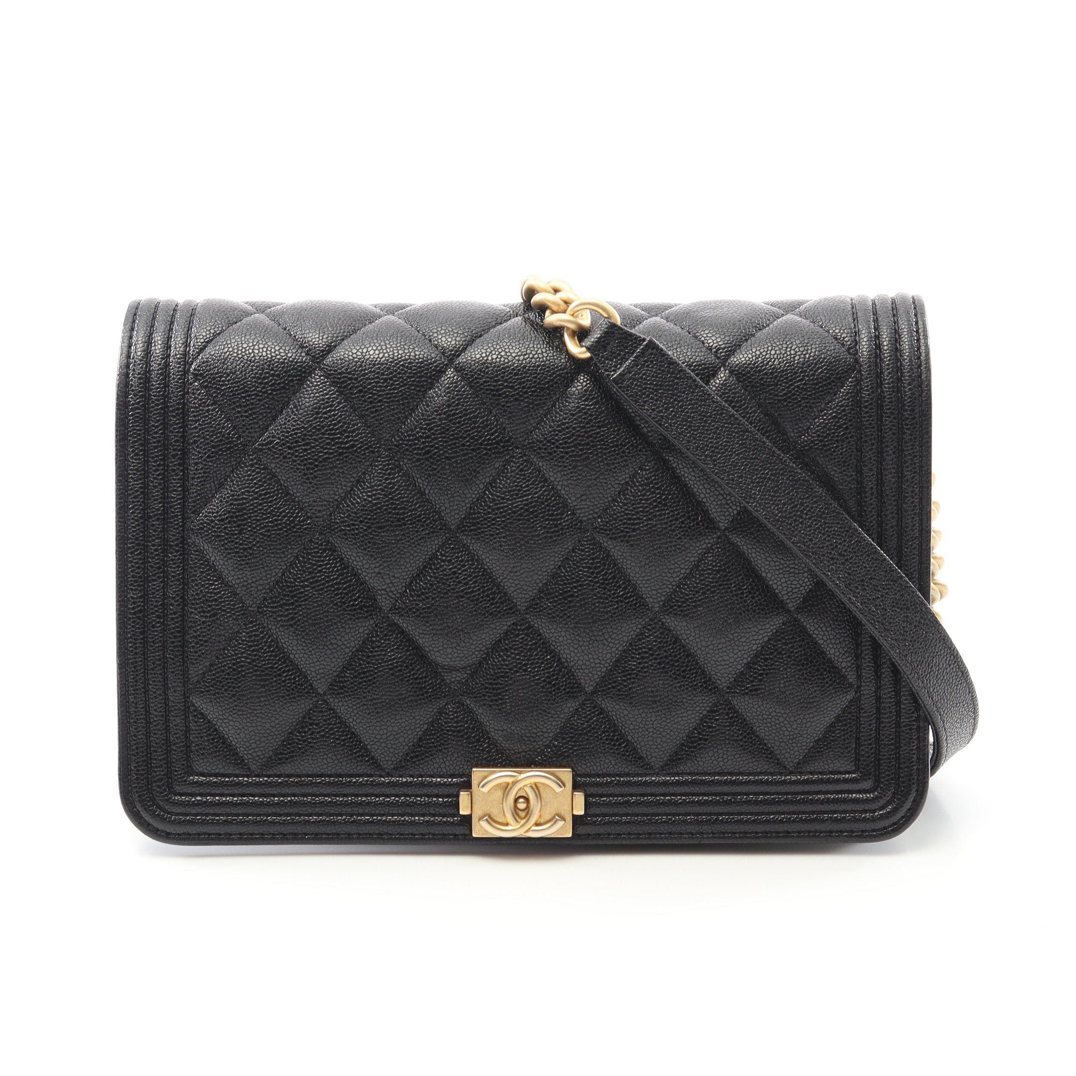 Chanel Chanel Boy Chanel Matelasse Chain Wallet Caviar Skin Black Gold Hardware Size ONE SIZE - 1 Thumbnail
