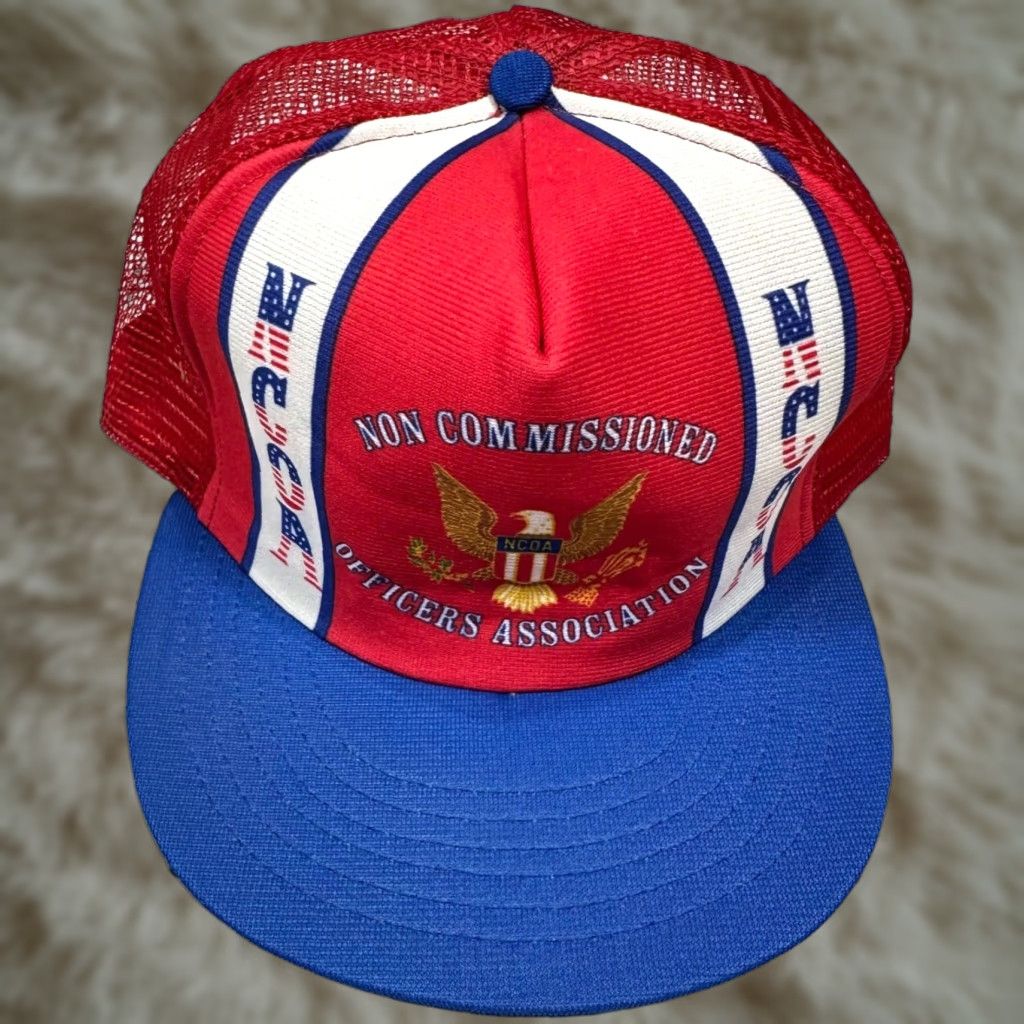 Commission Vtg NCOA Trucker Hat OS Red White Blue Snapback Men One Size Red Trucker Hat NCOA Association Hat Size ONE SIZE - 1 Thumbnail
