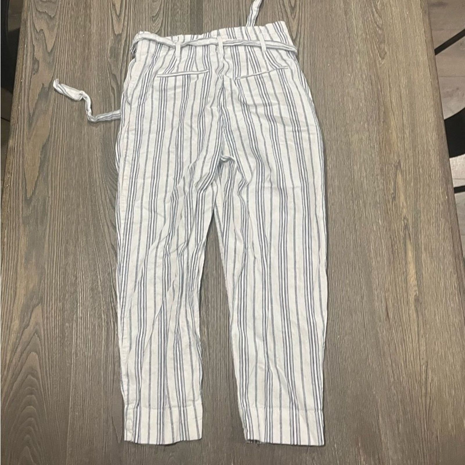 Madewell Madewell Linen Cotton Paperbag Pants White Striped Size 4 Size 27" / US 4 / IT 40 - 9 Thumbnail