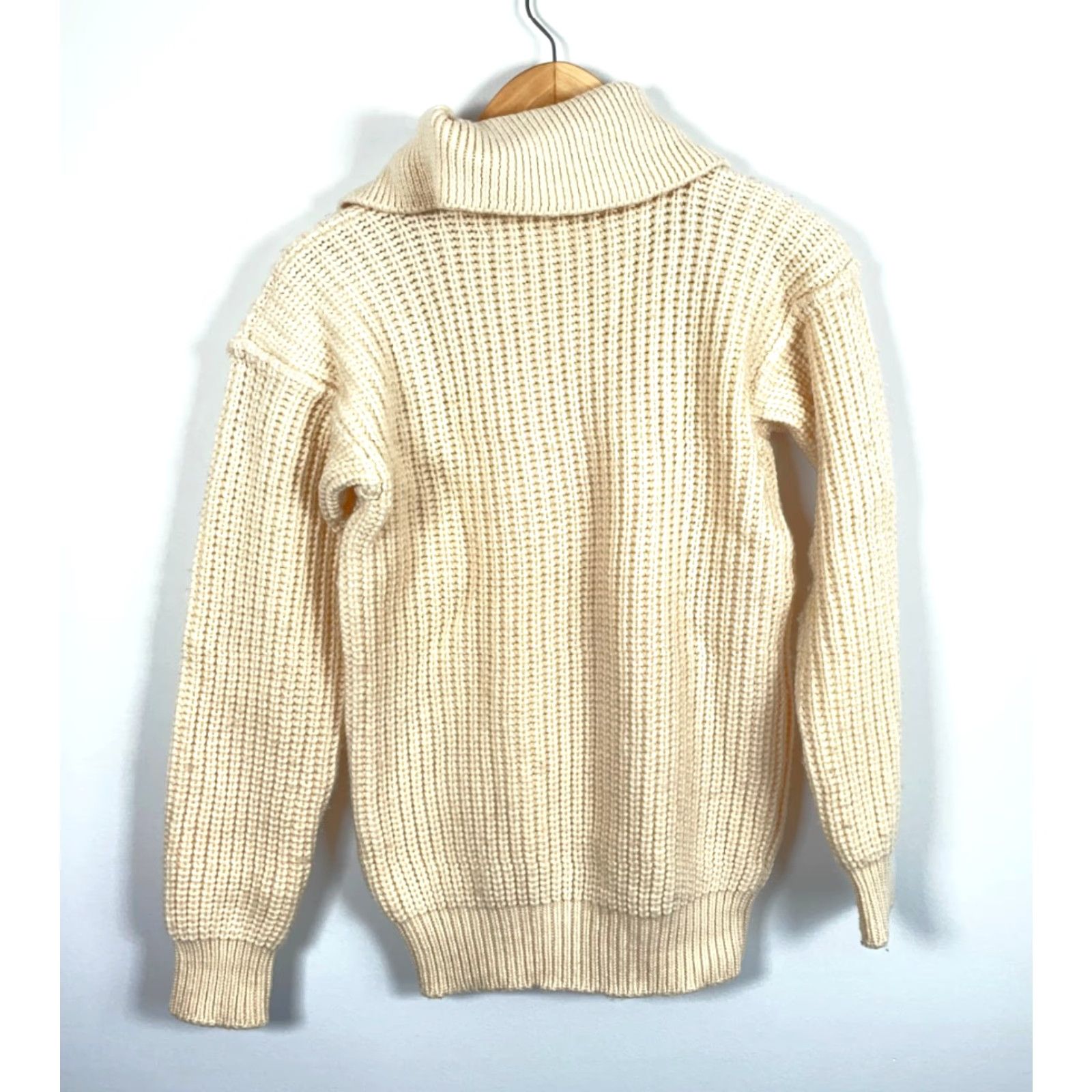 Vintage VINTAGE Atlantis Sweater Mens Medium Ivory Wool Collared Heavyweight Knit 80s Preppy Pullover? Size US M / EU 48-50 / 2 - 2 Thumbnail
