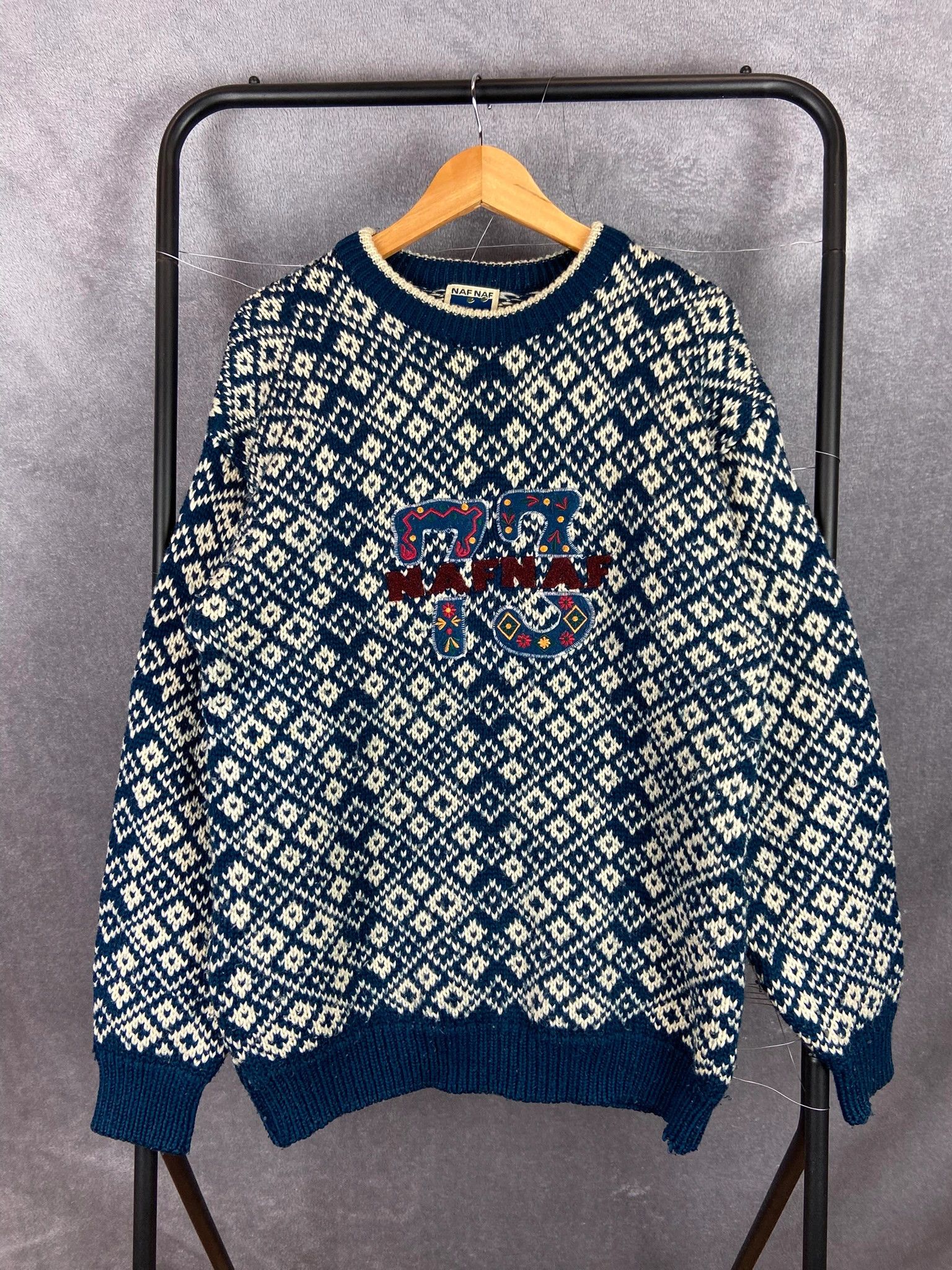 Vintage Naf Naf Knit Sweater – Vintage Nordic Pattern, L Size US L / EU 52-54 / 3 - 1 Thumbnail