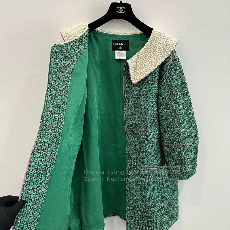 Chanel Chanel Green Cotton Coat for Women . Size S / US 4 / IT 40 - 4 Thumbnail