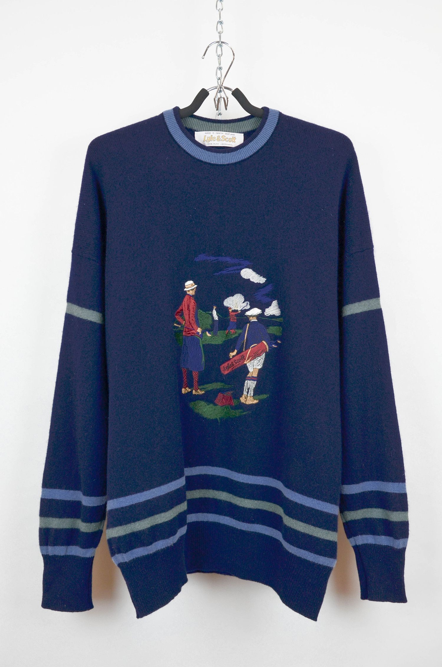 Lyle & Scott × Vintage LYLE & SCOTT Club Wool Golf Embroidered Vintage Sweater - XL Size US XL / EU 56 / 4 - 1 Thumbnail