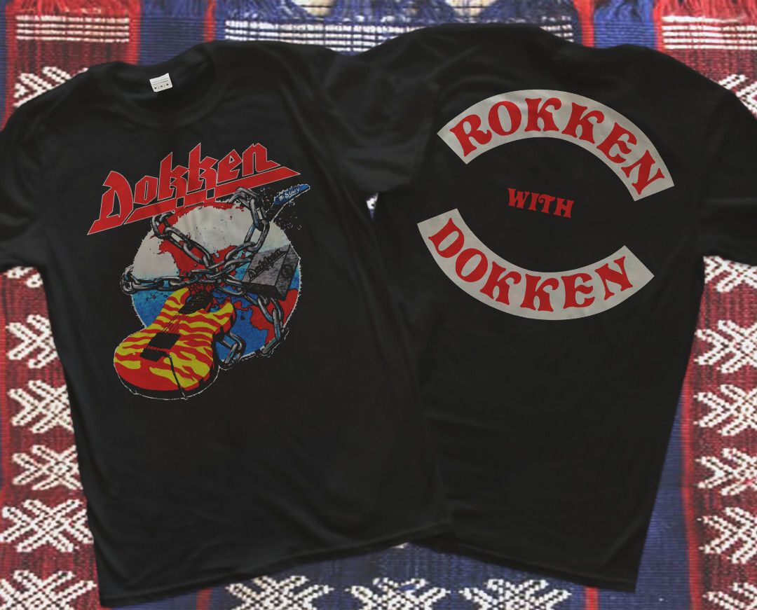 Pit Dokken Breaking Chains Men's T-Shirt 80S Heavy Metal Retro Rock Tee Grey M L