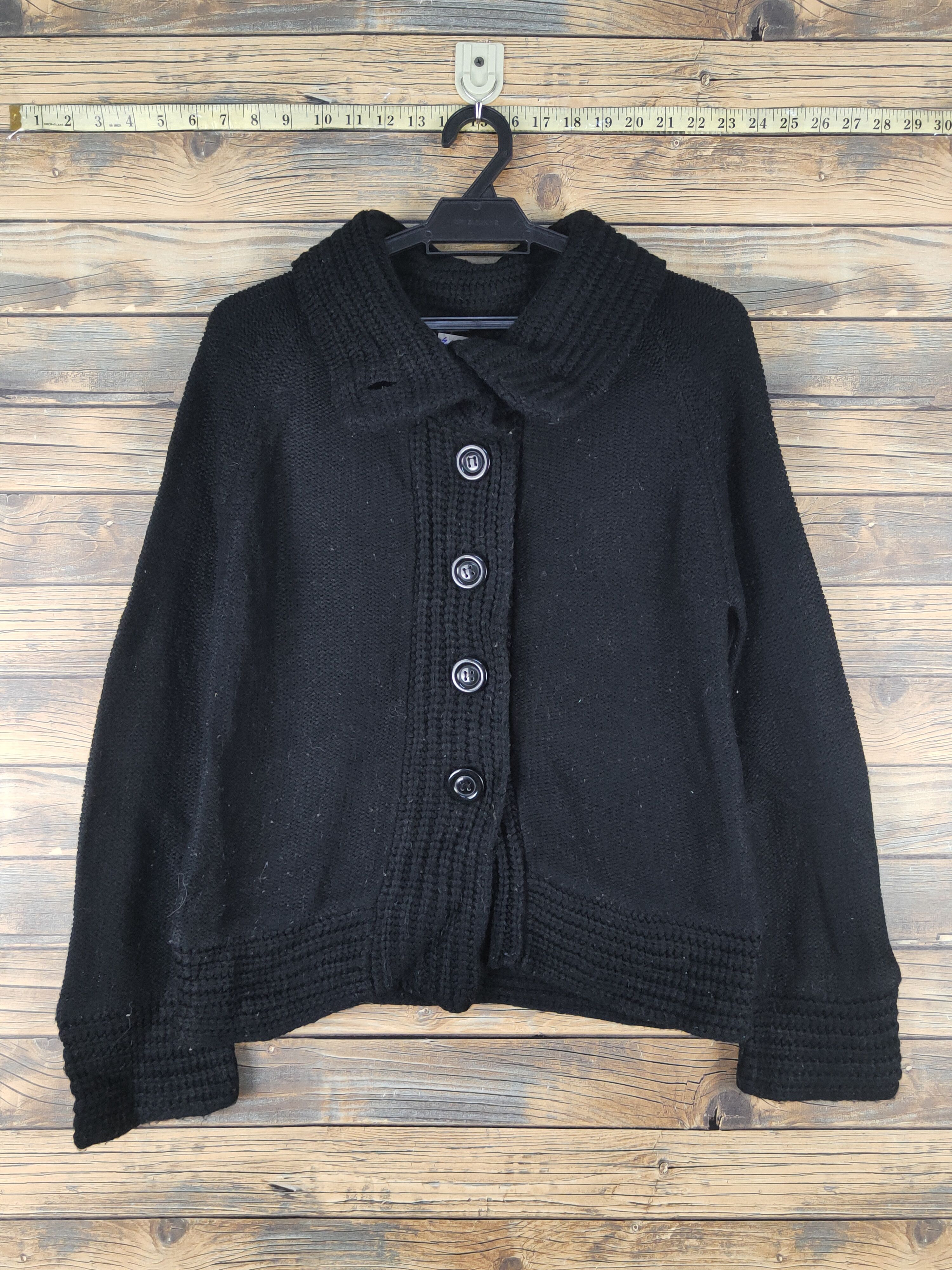 Japanese Brand B.K.M.S Black Knitwear Cardigan #W1509 Size M / US 6-8 / IT 42-44 - 1 Thumbnail