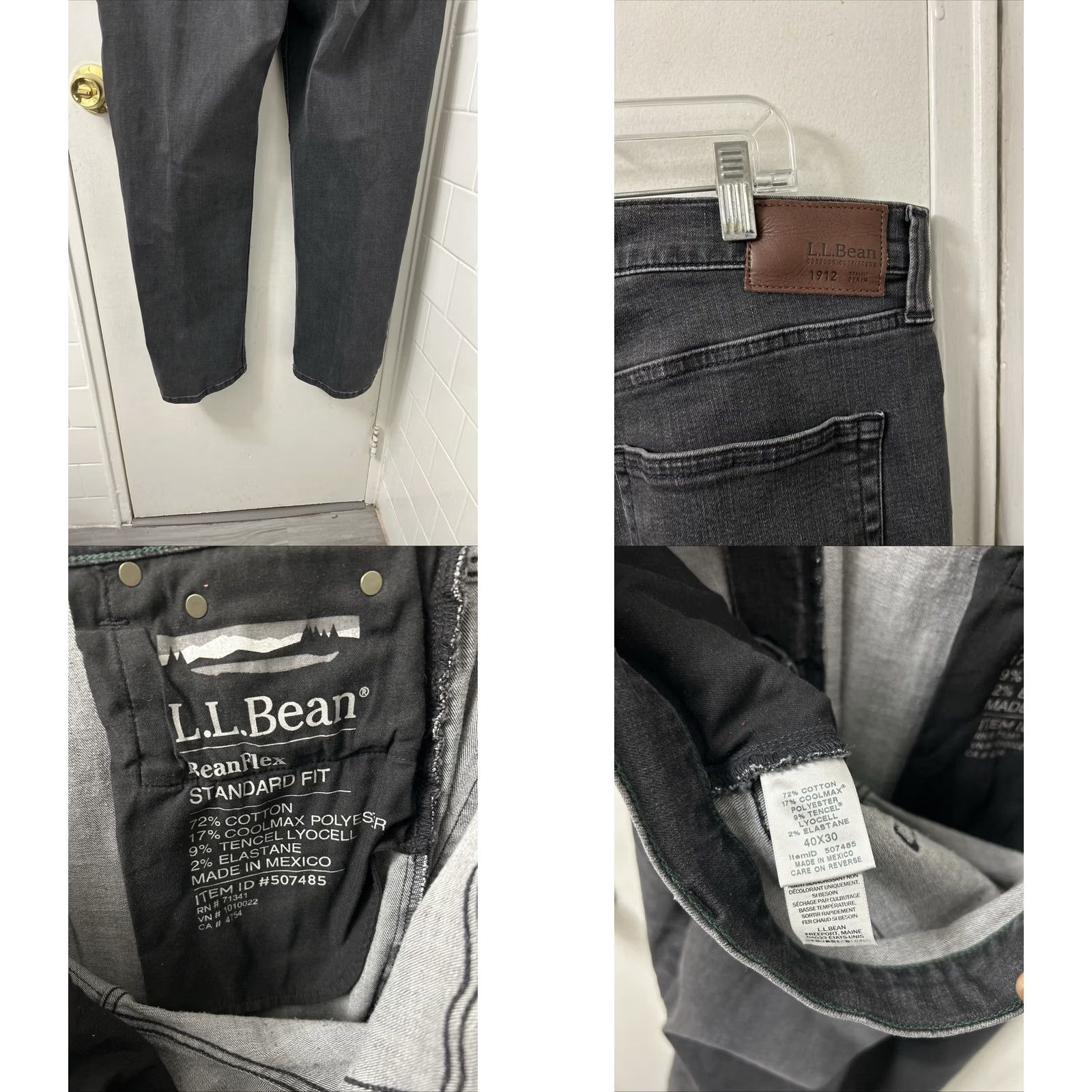 Vintage LL Bean BeanFlex Jeans Mens 40x30 Black Standard Fit Stretch Denim 507485 Size US 40 / EU 56 - 8 Thumbnail