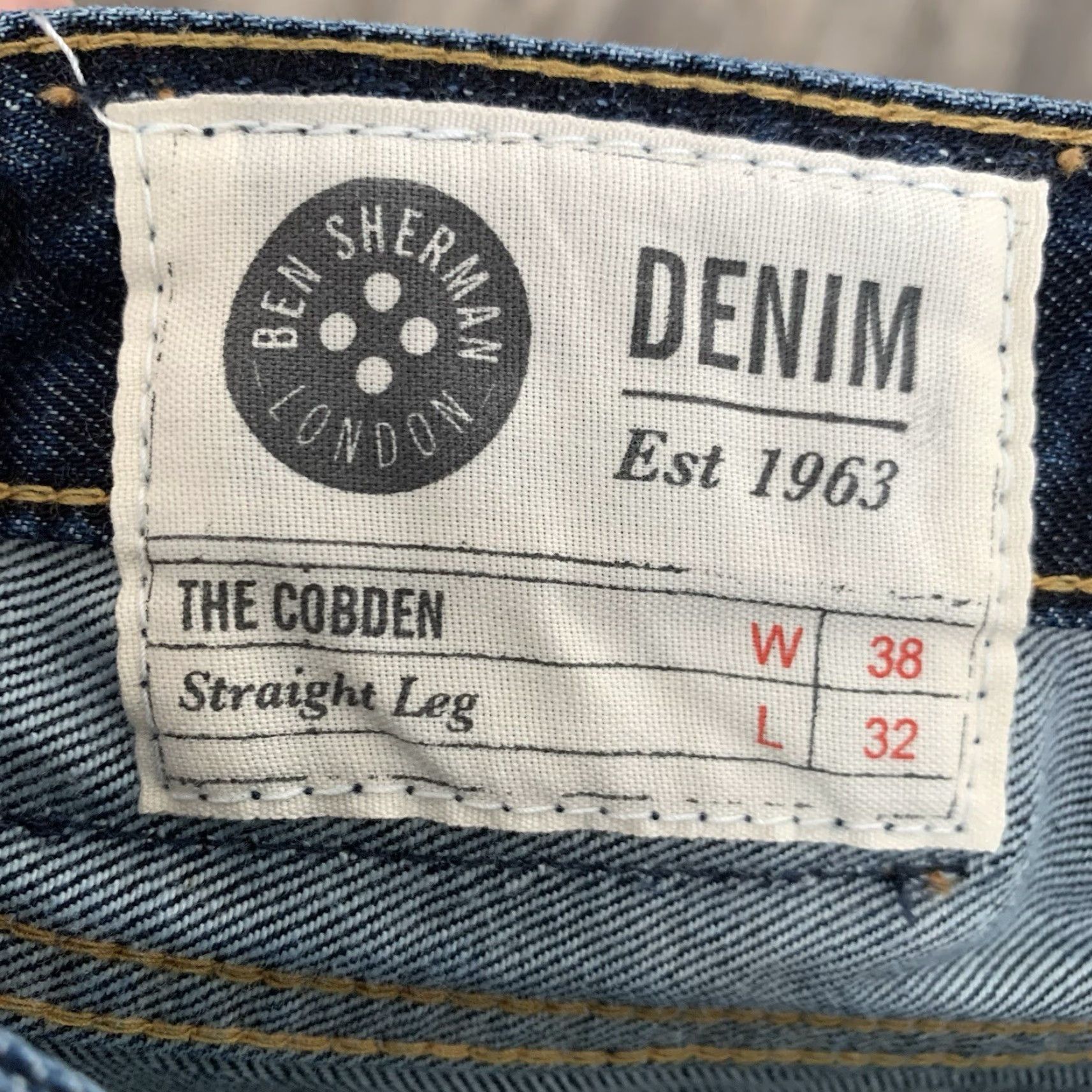 Ben Sherman Ben Sherman Jeans Slim Straight 38x32 Mens Blue Denim Button Fly 5-Pocket Grunge Style Size US 38 / EU 54 - 4 Thumbnail