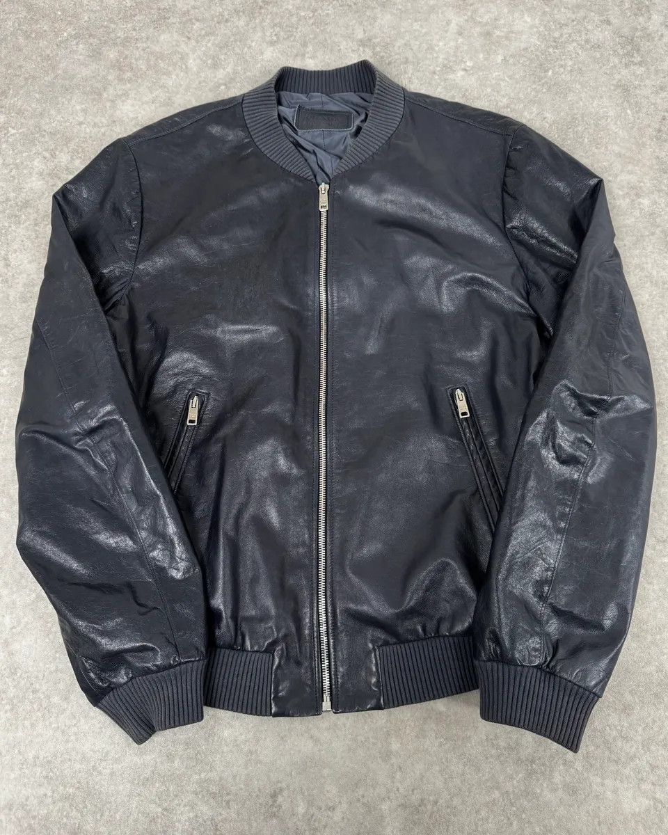 Prada AW2015 Prada Navy Leather Bomber Jacket Size US S / EU 44-46 / 1 - 1 Thumbnail