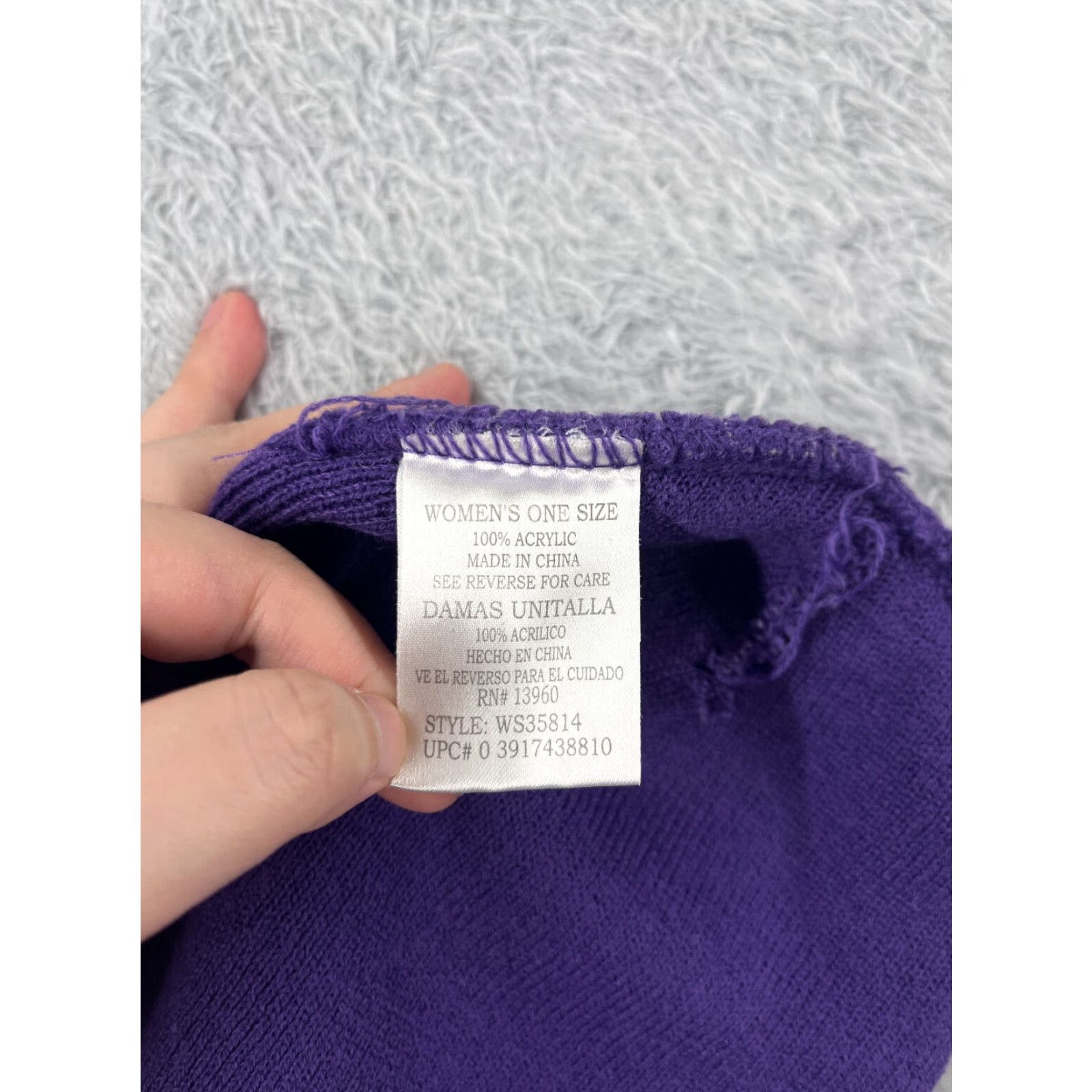 Vintage Paris Accessories Beanie Adult One Size Purple Stripe Knit 100% Acrylic Womens Size ONE SIZE - 7 Thumbnail