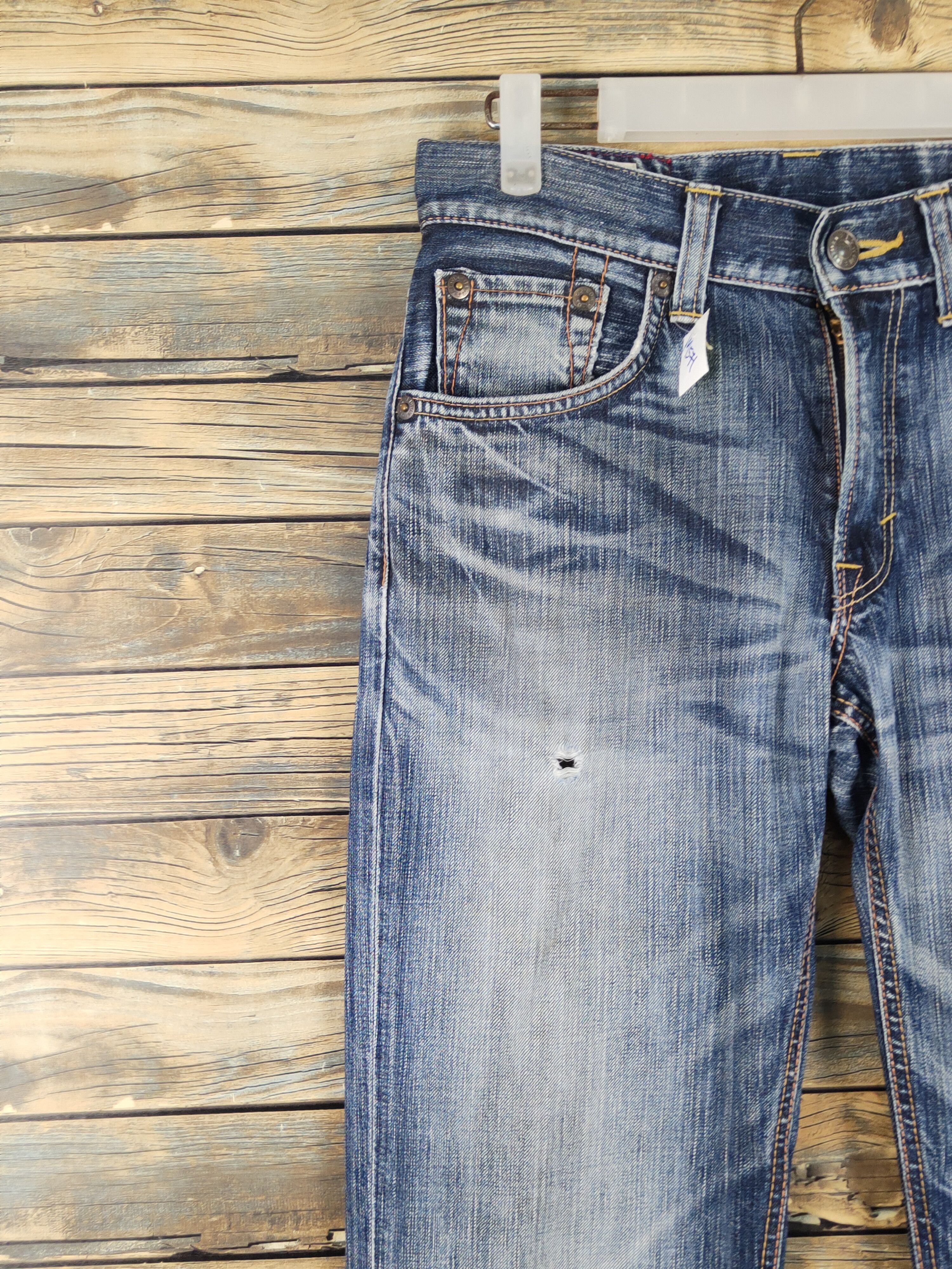 Edwin Edwin 305 Dark Blue Distressed Ripped denim Jeans #W1571 Size US 30 / EU 46 - 3 Thumbnail