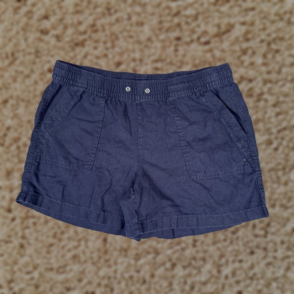 Nautica Nautica Shorts Womens Large Blue Linen Blend Chino Elastic Waist Casual Summer Size 36" / US 14 / IT 50 - 1 Thumbnail