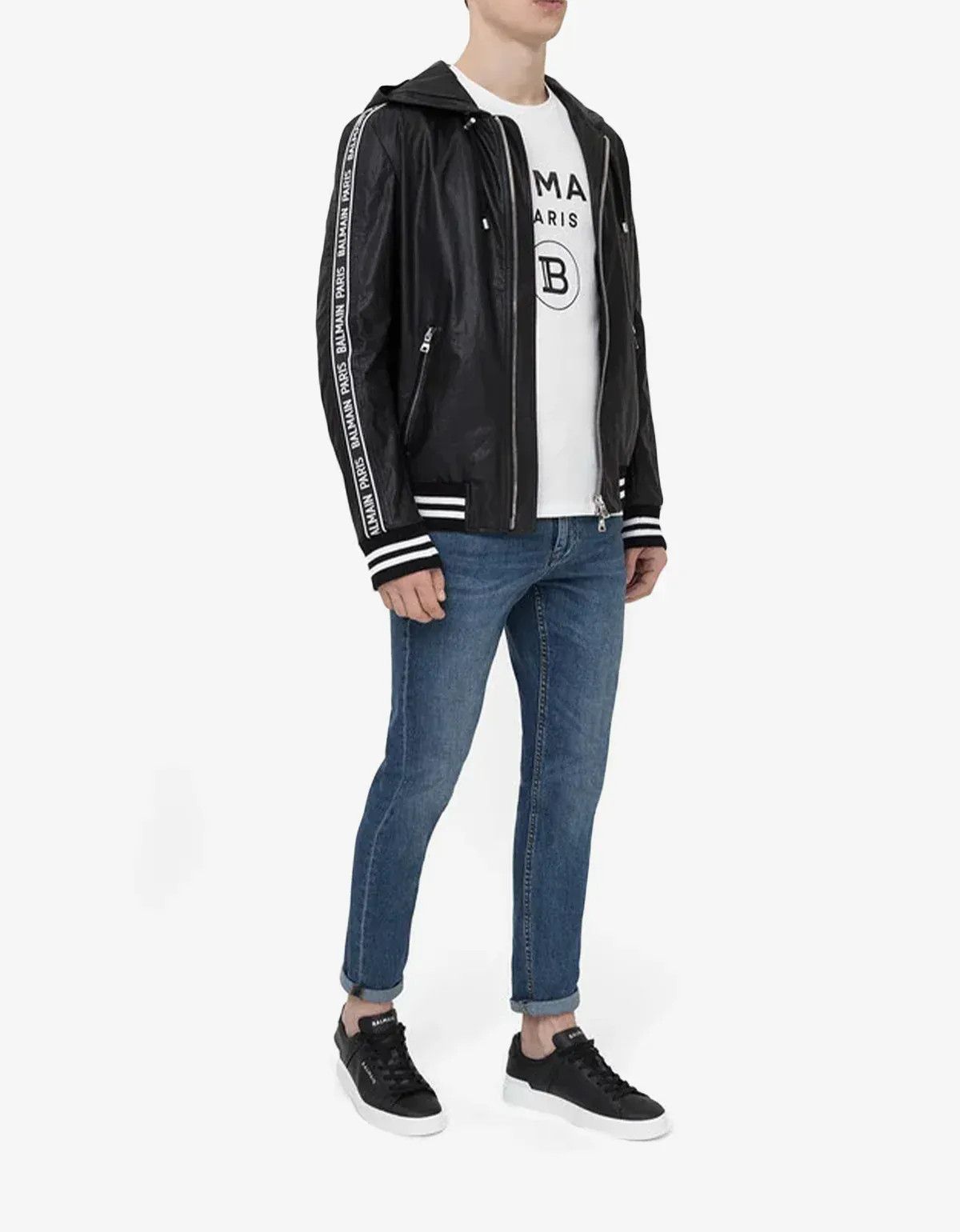 Balmain Balmain Black Coated Nylon Logo Band Jacket SIZE 48 Size US M / EU 48-50 / 2 - 6 Thumbnail