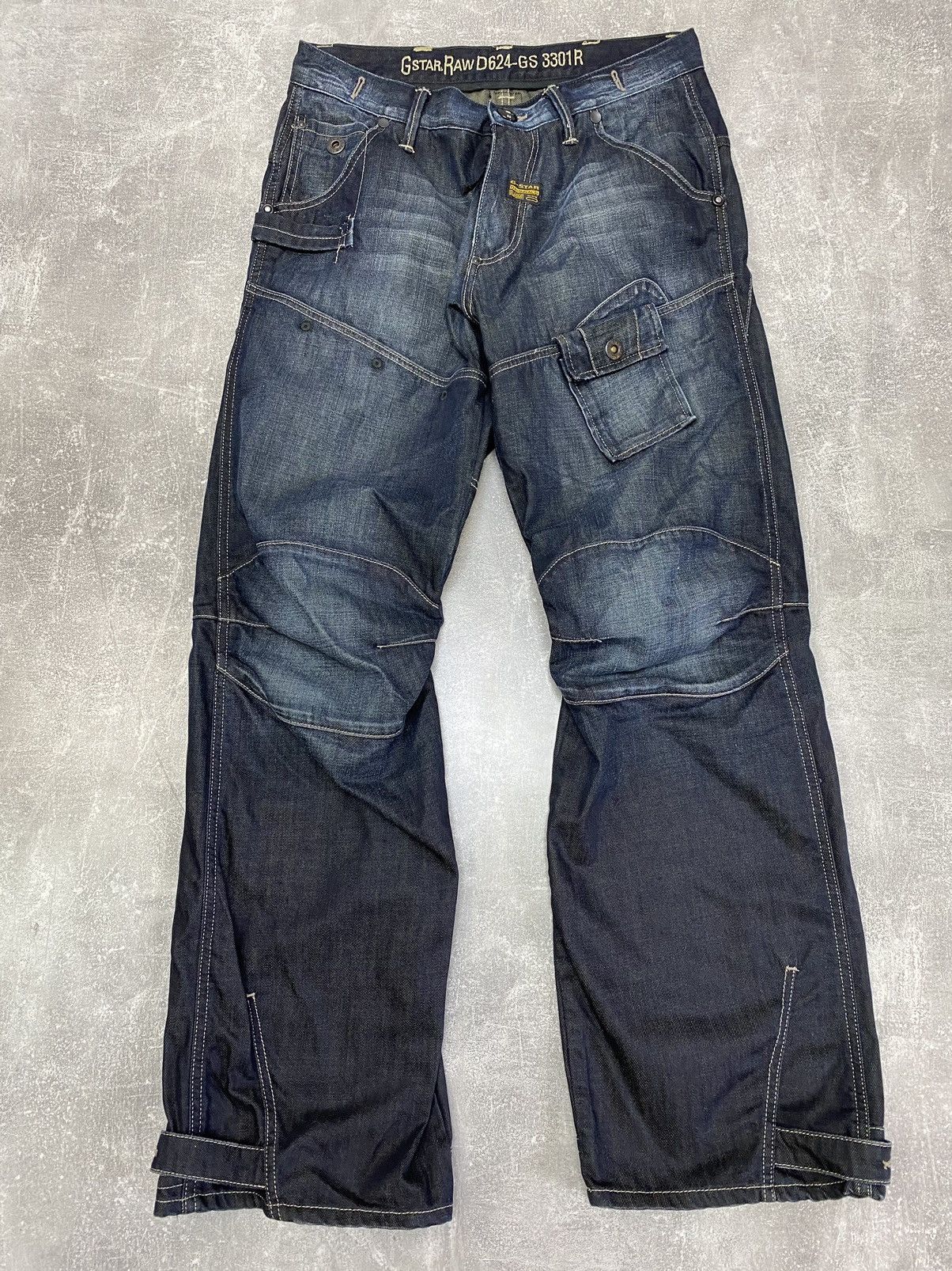 image of Vintage G Star Raw Denim Biker Cargo Double Knee Pants, Men's (Size 34)