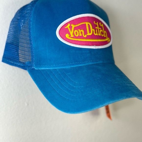 Designer × Von Dutch NWT VON DUTCH BLUE HOLLYWOOD VELVET TRUCKER HAT Size ONE SIZE - 4 Thumbnail