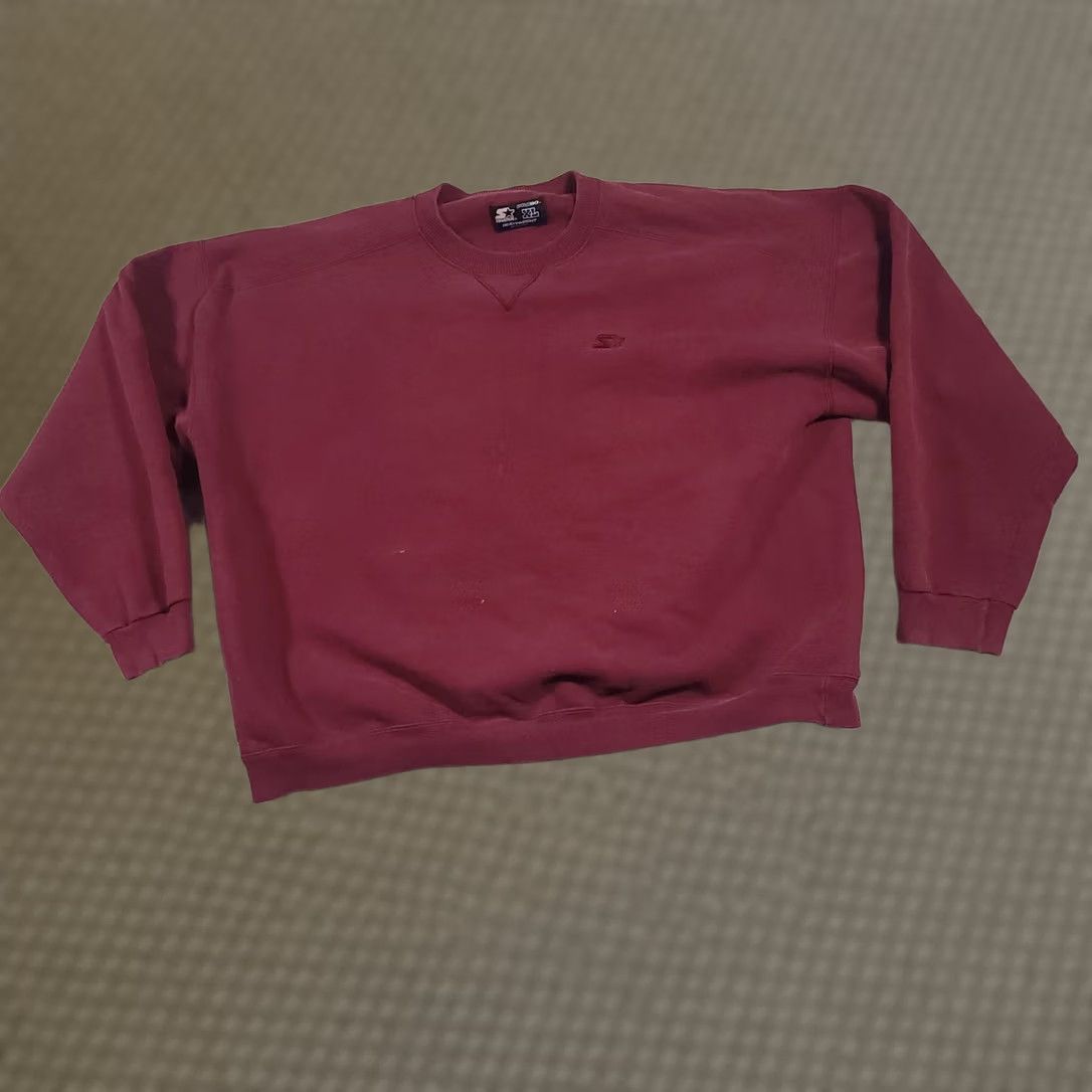 Starter VINTAGE Starter Sweatshirt Mens XL Maroon Heavyweight Crewneck Pullover Embroidered Logo 90s Sports Size US XL / EU 56 / 4 - 1 Thumbnail