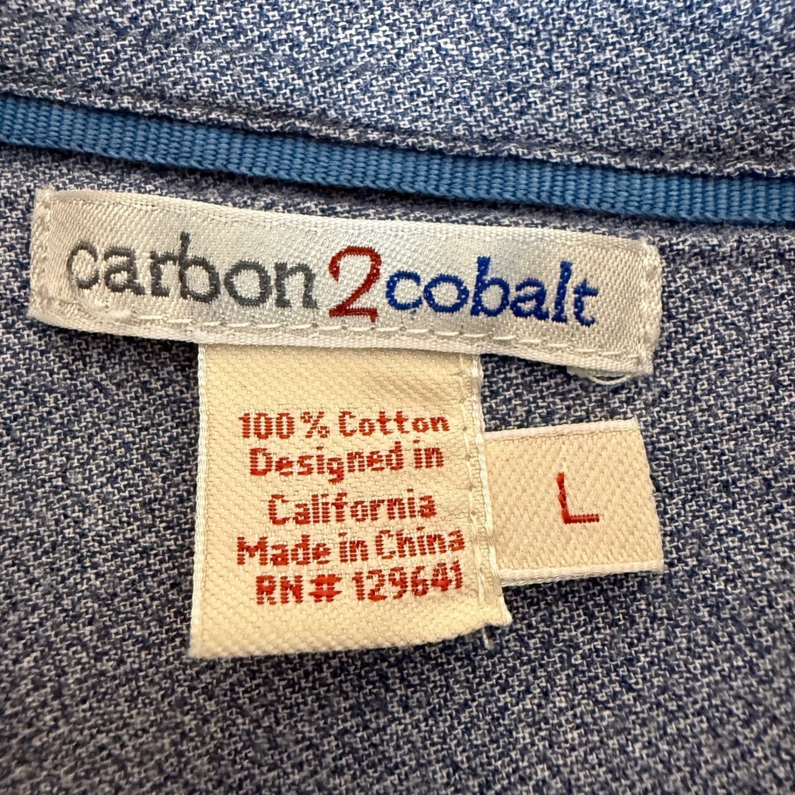 Other Carbon 2 Cobalt Mens Large Striped Cotton Button Up Shirt Size US L / EU 52-54 / 3 - 2 Thumbnail