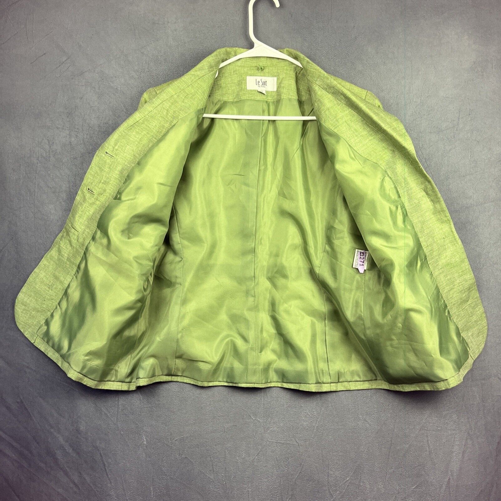 Other Le Suit Petite 100% Linen Blazer Jacket Women 12P Green Vtg Size XL / US 12-14 / IT 48-50 - 4 Thumbnail