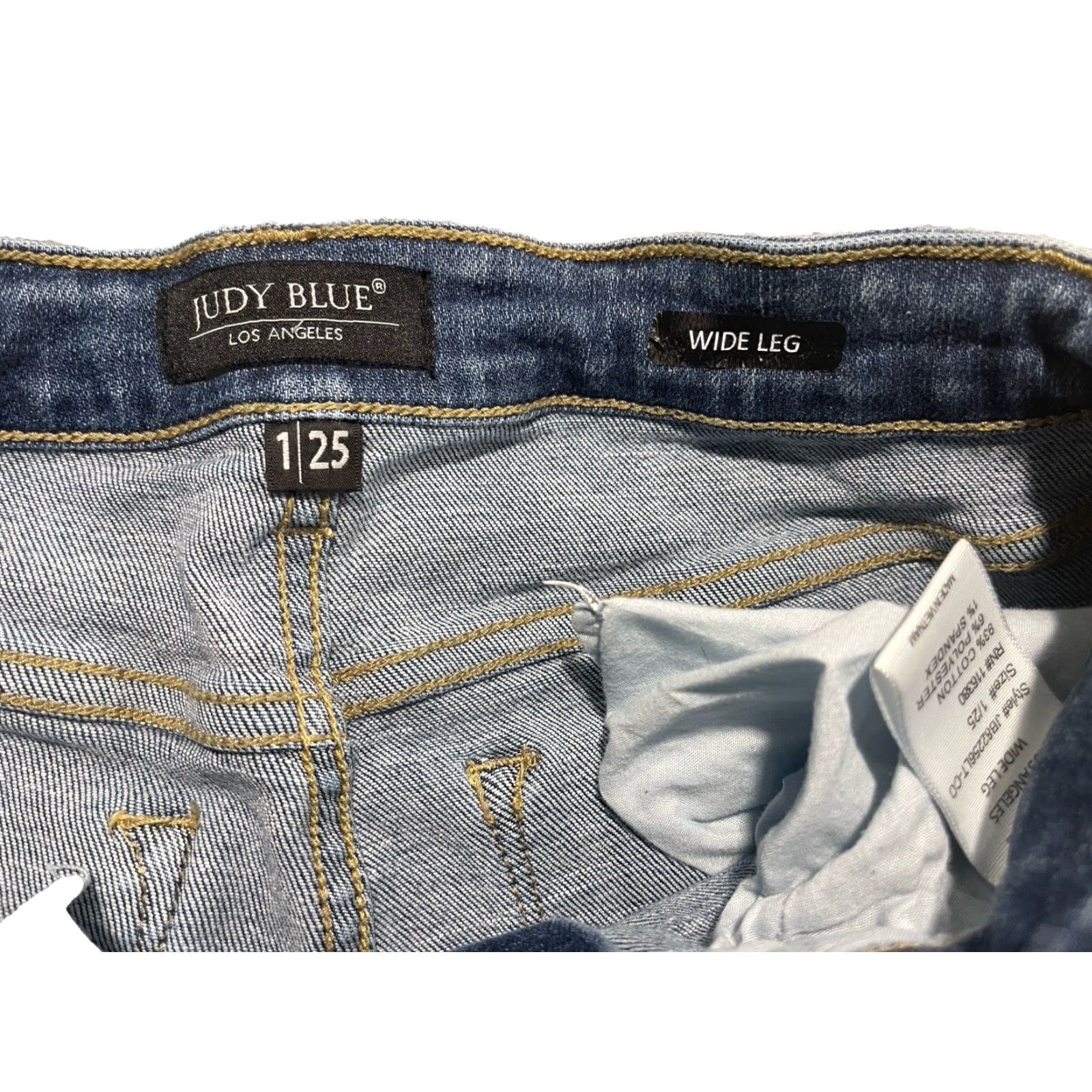 Denime Judy Blue Women's Wide Leg Cropped Distressed Jeans, Size 25, Blue, City Theme Size 42" / US 20 - 2 Thumbnail