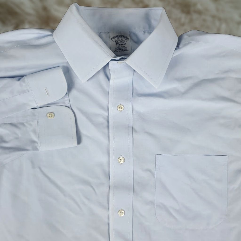 Brooks Brothers Brooks Brothers Dress Shirt Mens Size 16 Regular Blue Long Sleeve Button-Up Cotton Size 42R - 1 Thumbnail