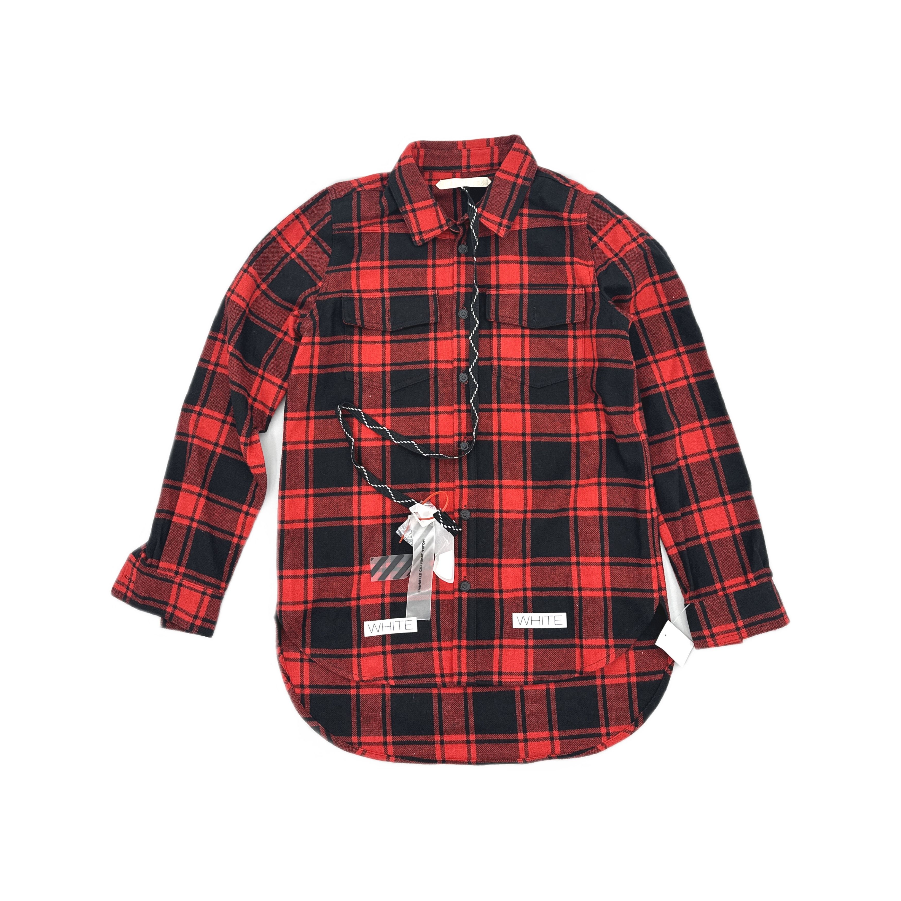 Off-White OFF-WHITE Red Plaid Flannel Shirt Size XXS Size US XXS / EU 40 - 1 Thumbnail
