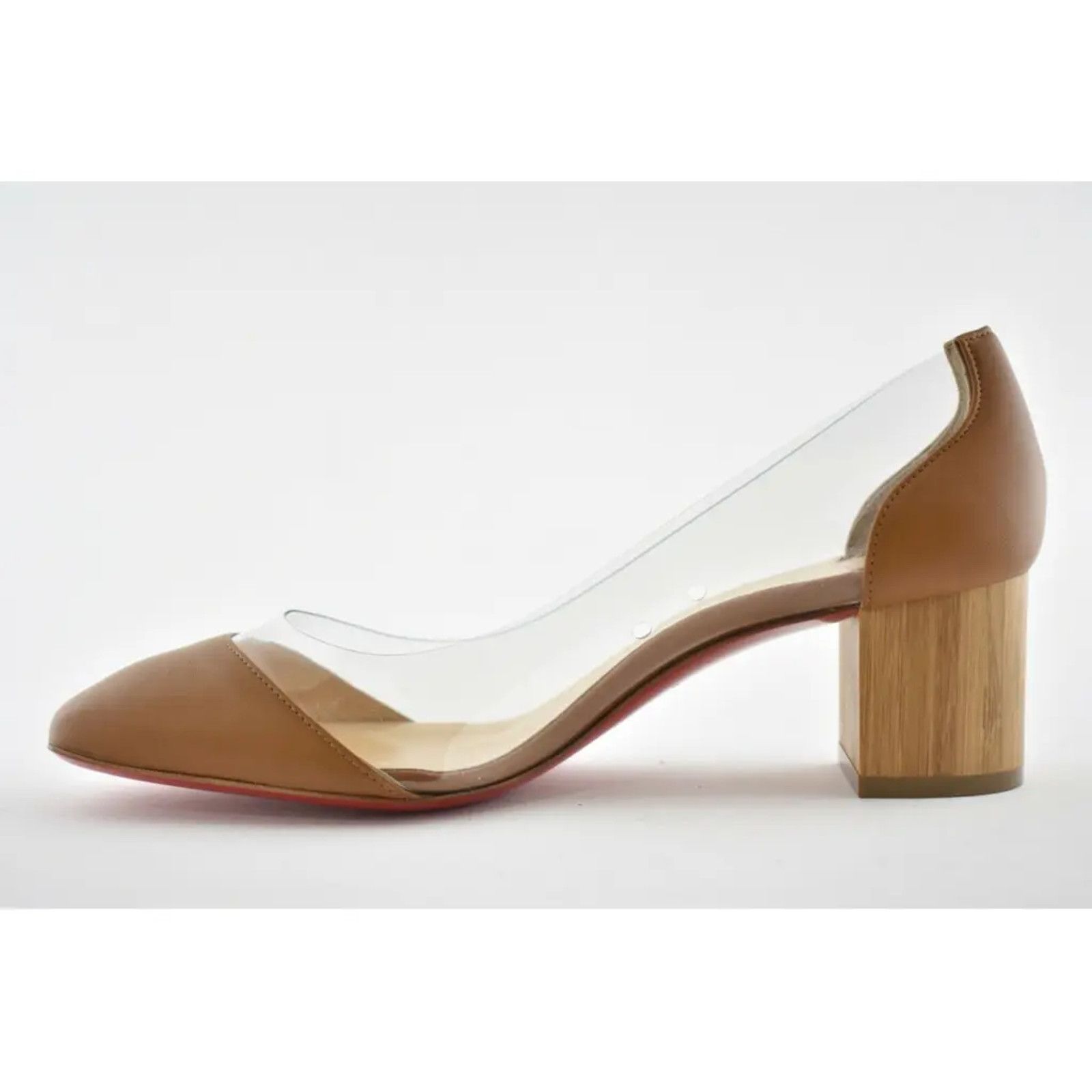 Christian Louboutin Christian Louboutin Grandola 55 Brown Leather PVC Block Size US 7.5 / IT 37.5 - 8 Thumbnail