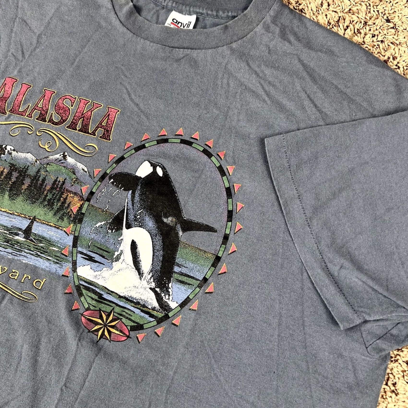 Anvil VINTAGE 90s Anvil T-Shirt Whale Alaska Big Graphic 2XL USA Crew Neck Short Sleeve Graphic Print Unisex Adults Size US XXL / EU 58 / 5 - 4 Thumbnail