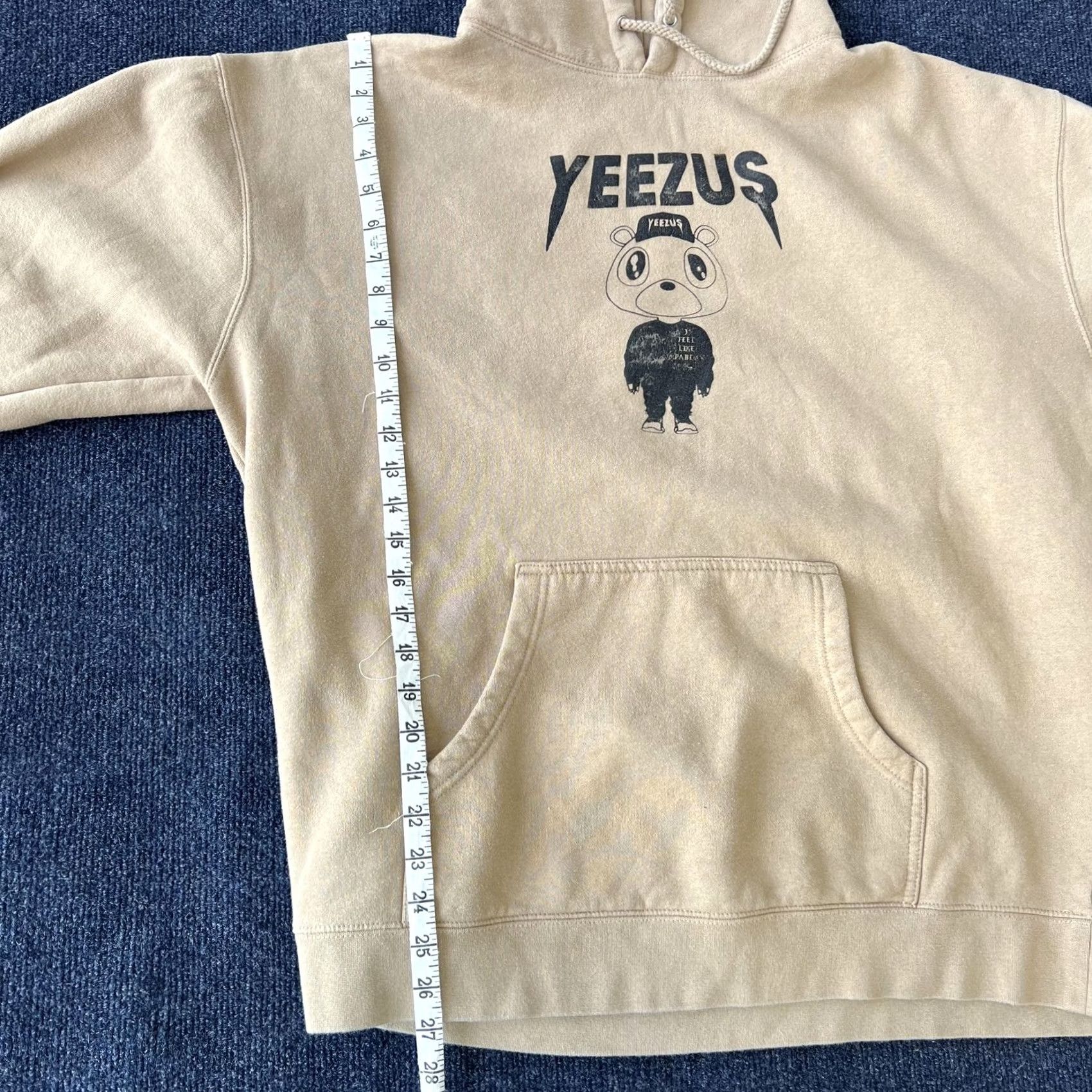 Vintage Yeezus Hoodie Mens Large Tan Kanye West Bear Graphic Pullover Sweatshirt Hip Hop Pullover Hooded Pockets Drawstring Front Graphic Size US M / EU 48-50 / 2 - 4 Thumbnail
