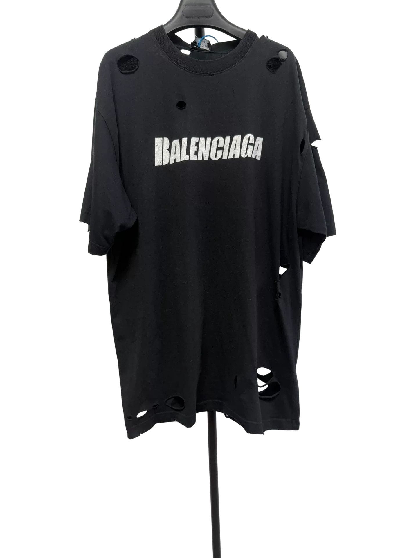 Balenciaga Balenciaga Distressed Logo T-Shirt XXS Size US XXS / EU 40 - 1 Thumbnail