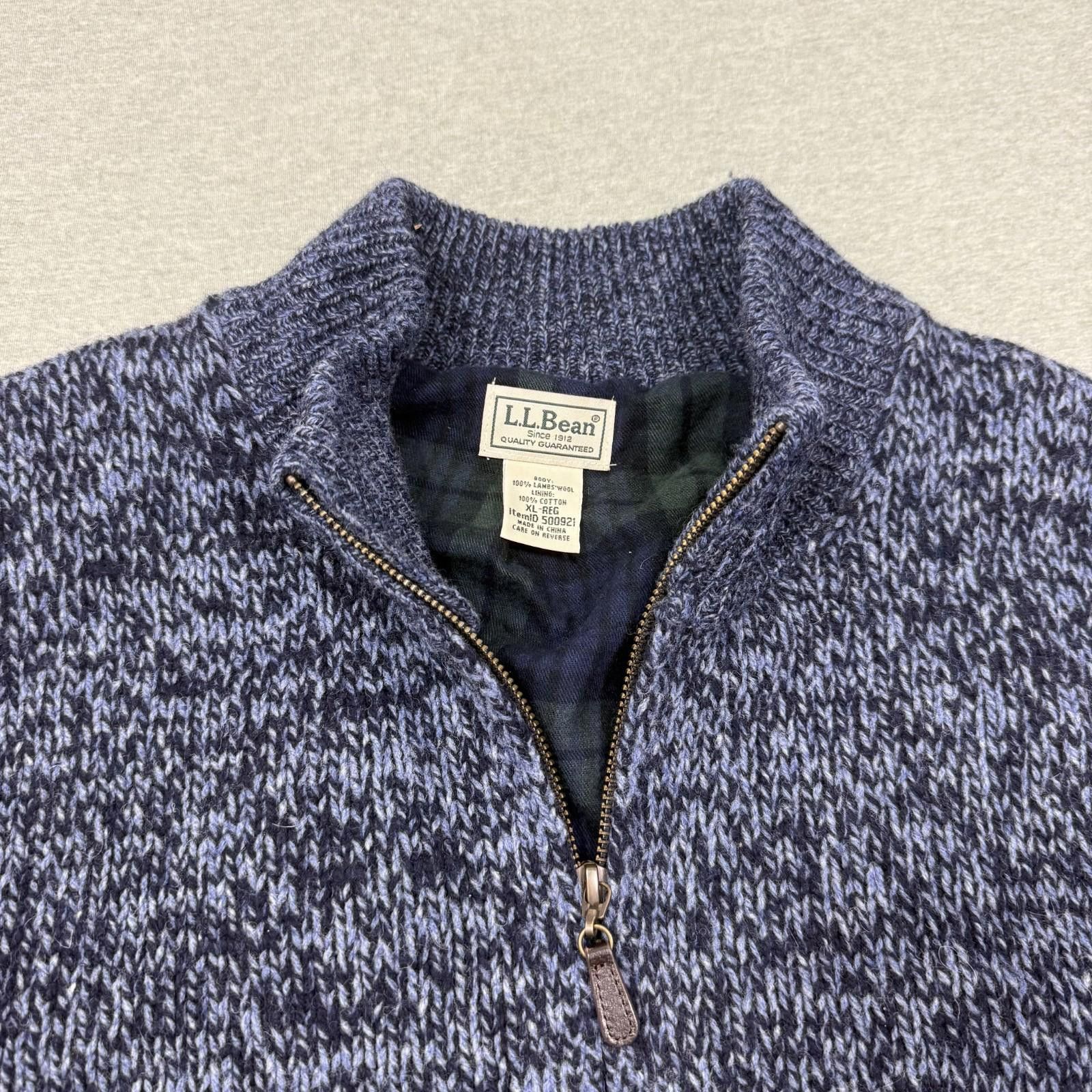 L.L. Bean LL Bean Sweater Jacket Mens XL Plaid Lined Lambs Wool Zip Size US XL / EU 56 / 4 - 2 Thumbnail