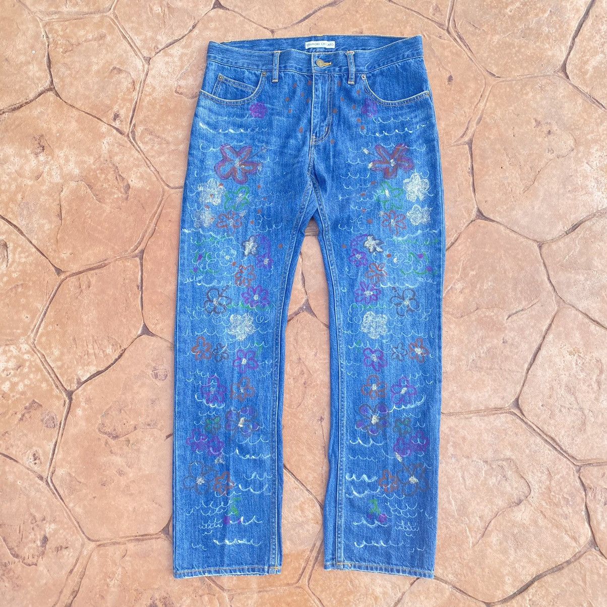 image of Issey Miyake x Tsumori Chisato Vintage Tsumori Chisato Art Floral Painter Designer Jeans in Blue (S