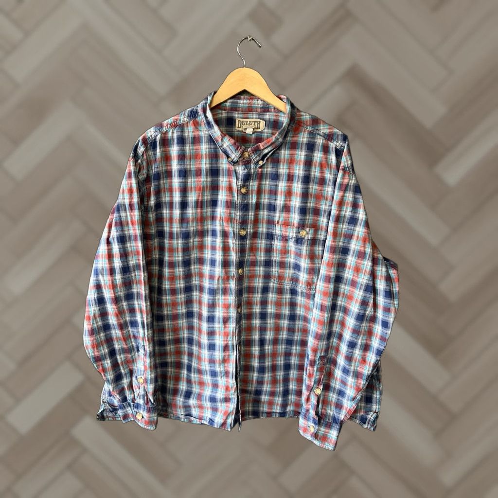 Vintage Duluth Trading Co. Mens Blue Red Checkered Long Sleeve Button Up Shirt 3XL Size US XXL / EU 58 / 5 - 1 Thumbnail
