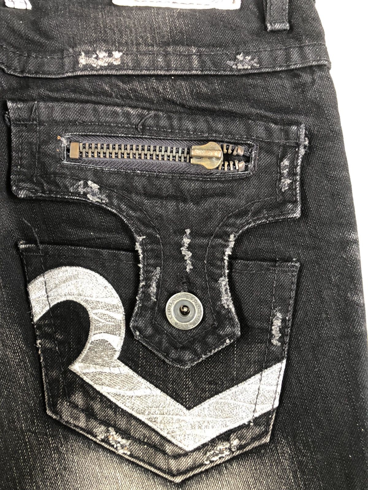 If Six Was Nine Rare Lolita Flared Jeans Distressed Jeans Size US 31 - 14 Thumbnail
