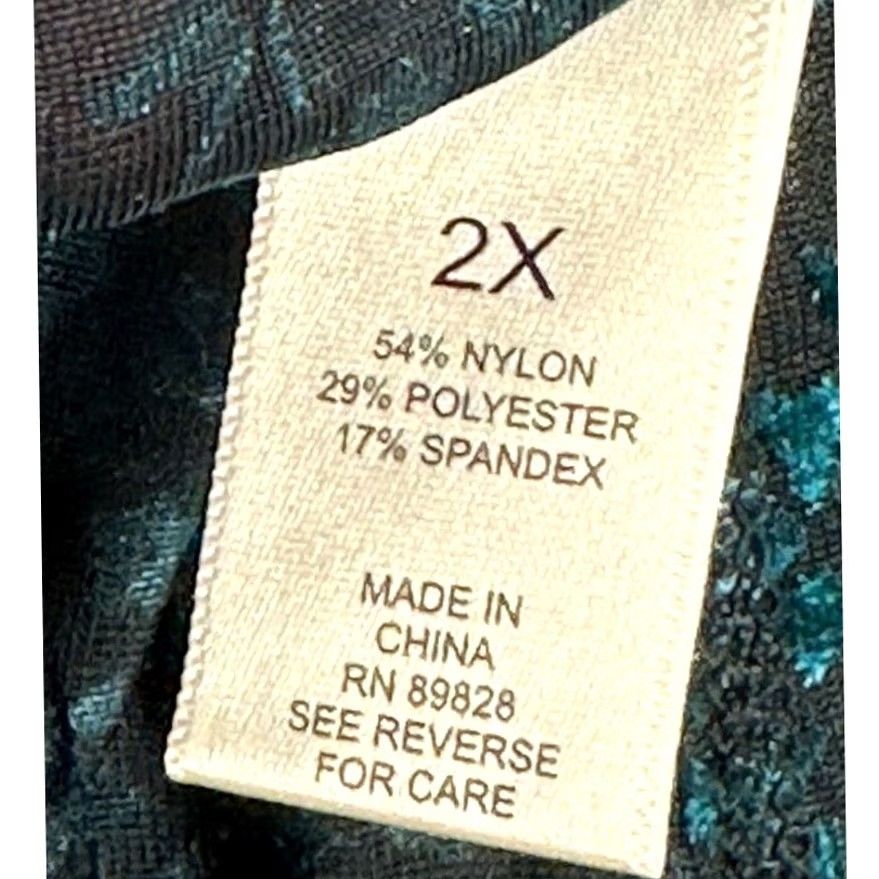 Logo 7 Logo Layers Floral Blouse Shirt Womens 2X Plus Green 3 Quarter Sleeve Top Size XXL / US 16-18 / IT 52-54 - 5 Thumbnail