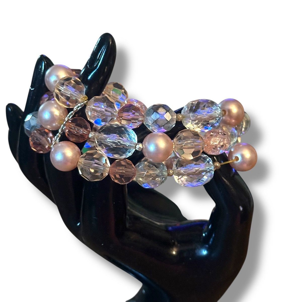 Other Chunky stacked rose and clear bead stretch bracelet Size ONE SIZE - 2 Thumbnail