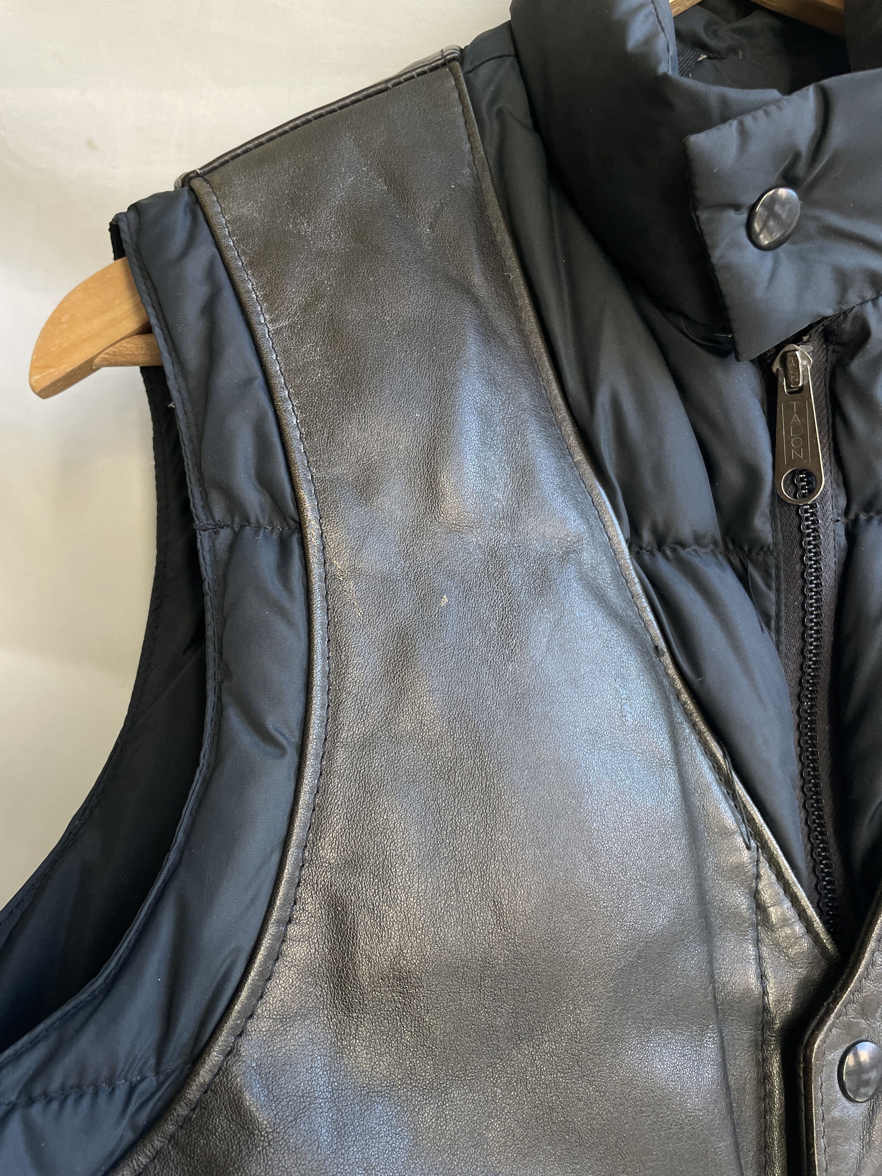 Schott Down by Schott Vintage 80's 123V Down Leather Vest Size 38 Size US M / EU 48-50 / 2 - 8 Thumbnail