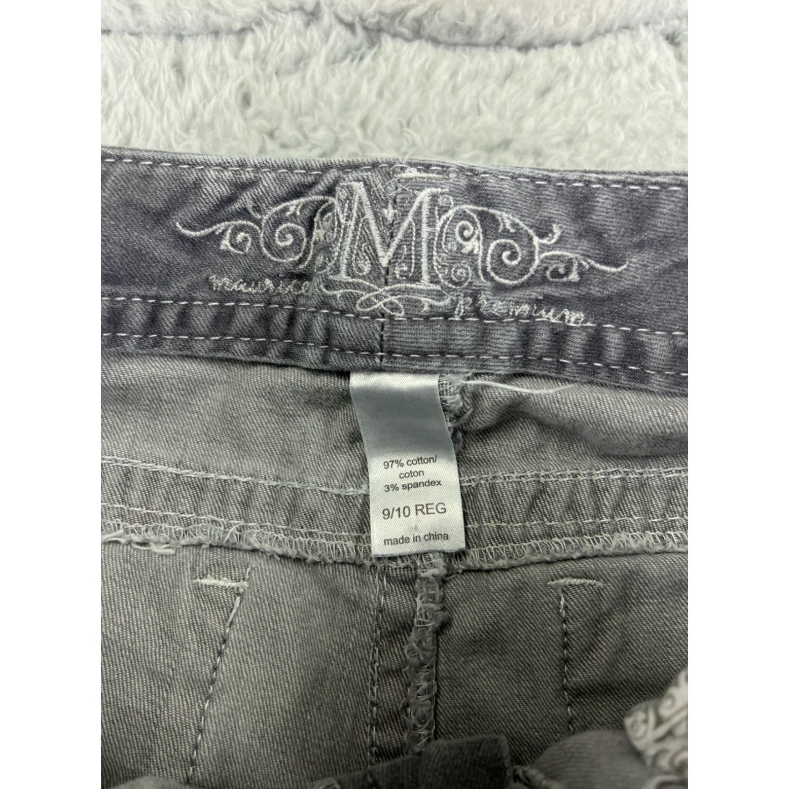Vintage Maurices Jeans Womens 9 Gray Denim Cotton Blend Stretch Mid Rise Bling Straight Size 30" / US 8 / IT 44 - 3 Thumbnail